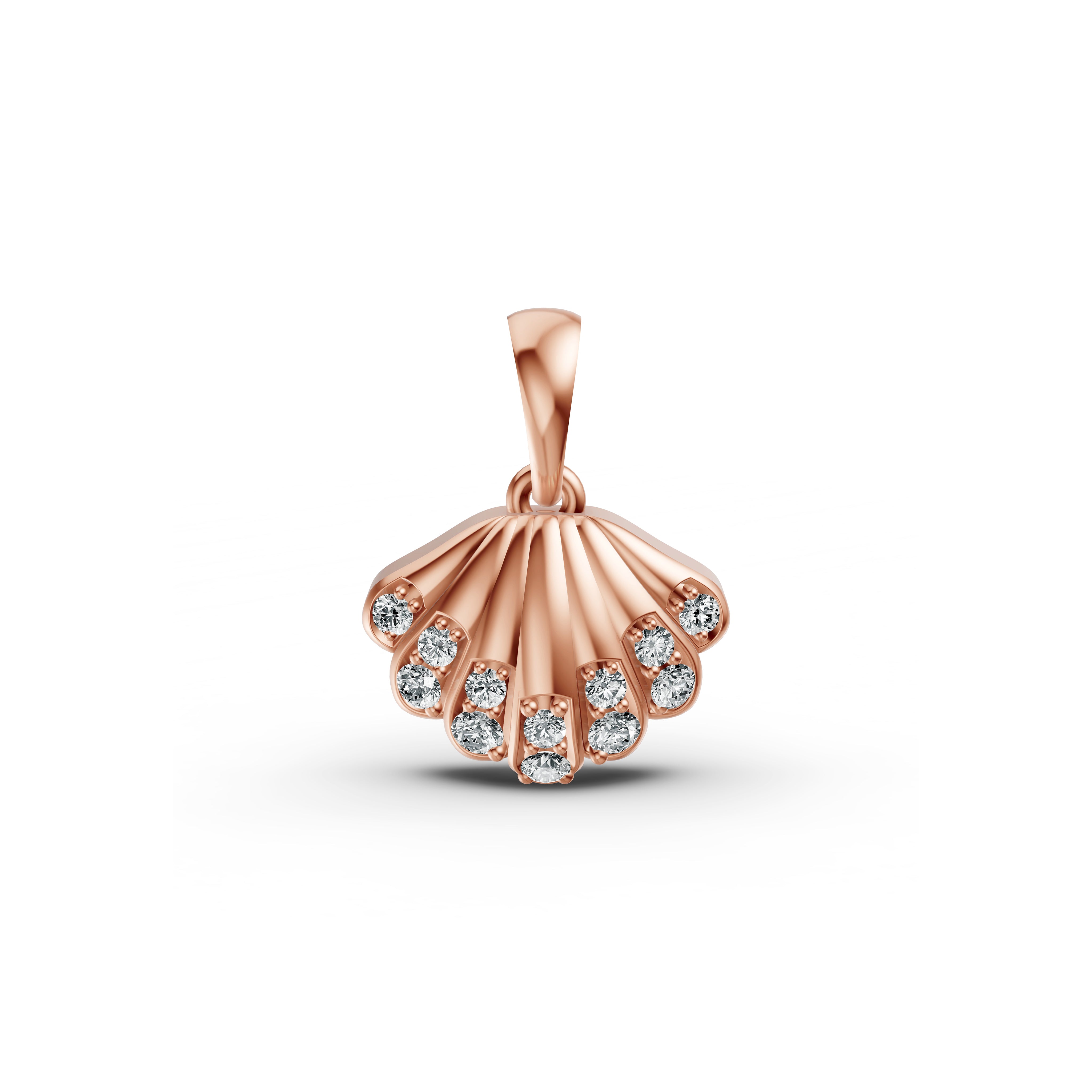 Seashell Diamond Pendant & Earring Set