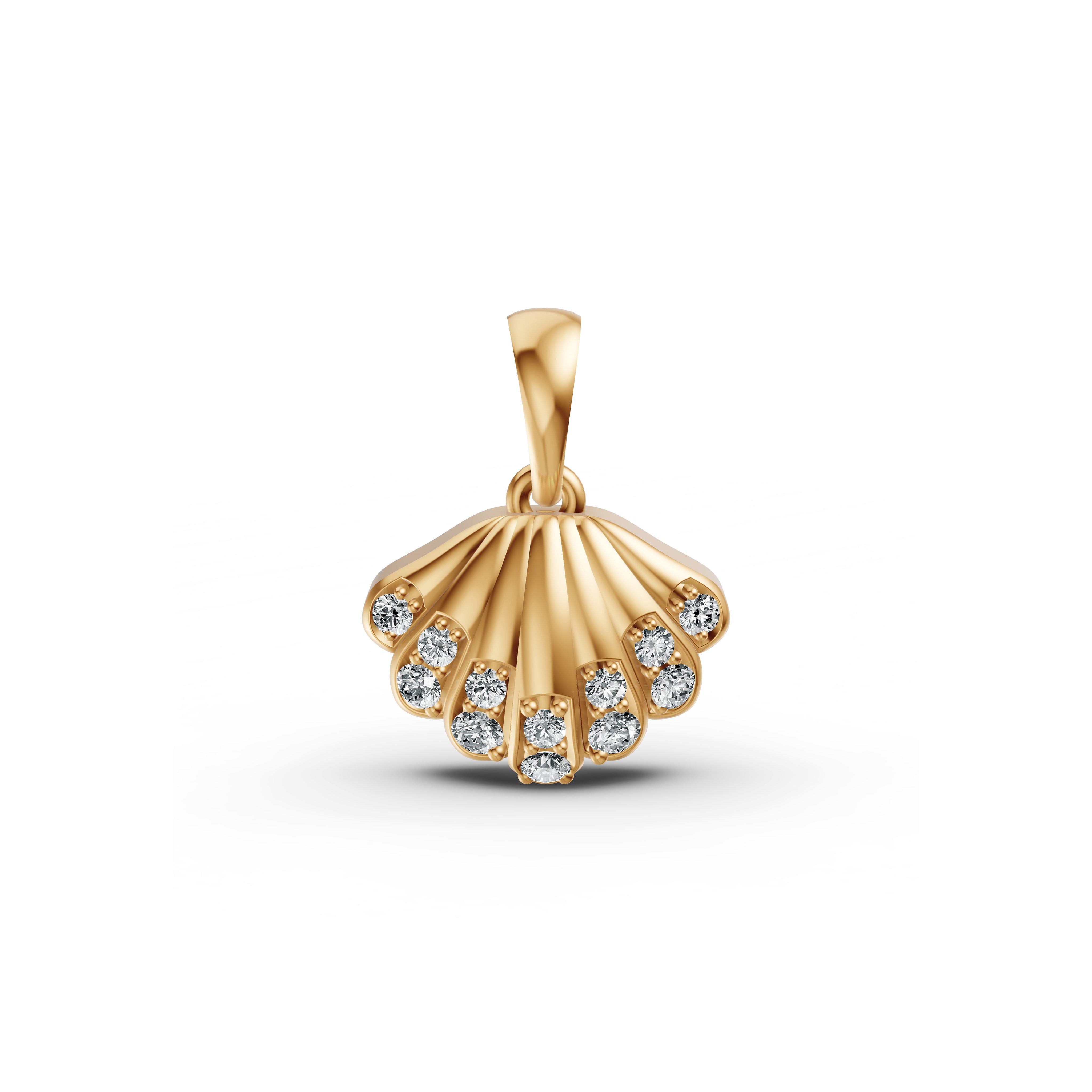 Seashell Diamond Pendant & Earring Set