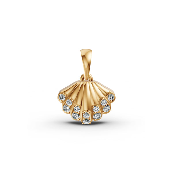 Seashell Diamond Pendant & Earring Set