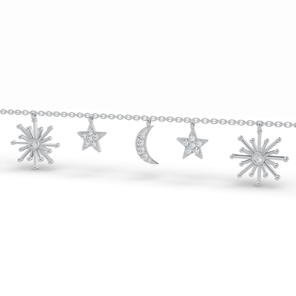 Celestial Harmony Charm Diamond Bracelet