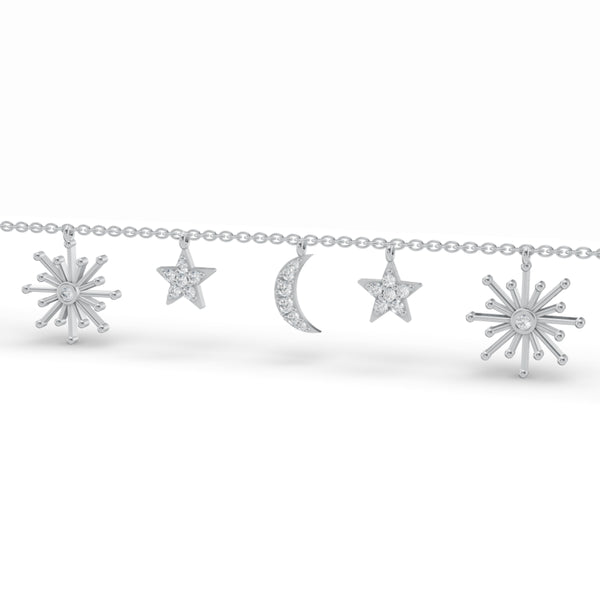 Celestial Harmony Charm Diamond Bracelet