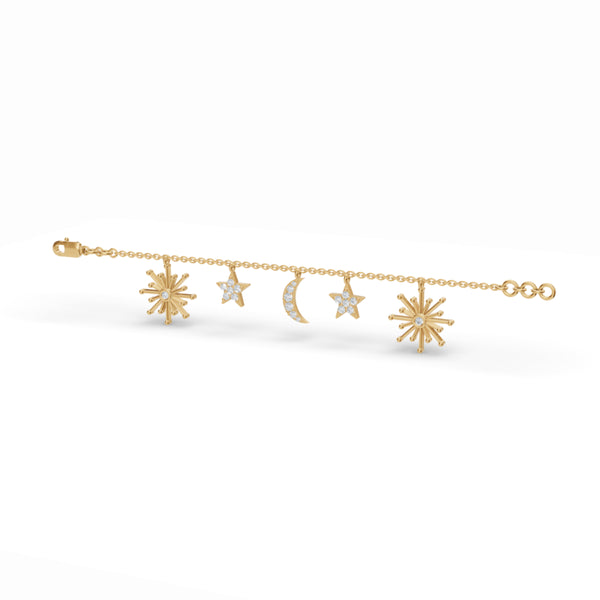 Celestial Harmony Charm Diamond Bracelet