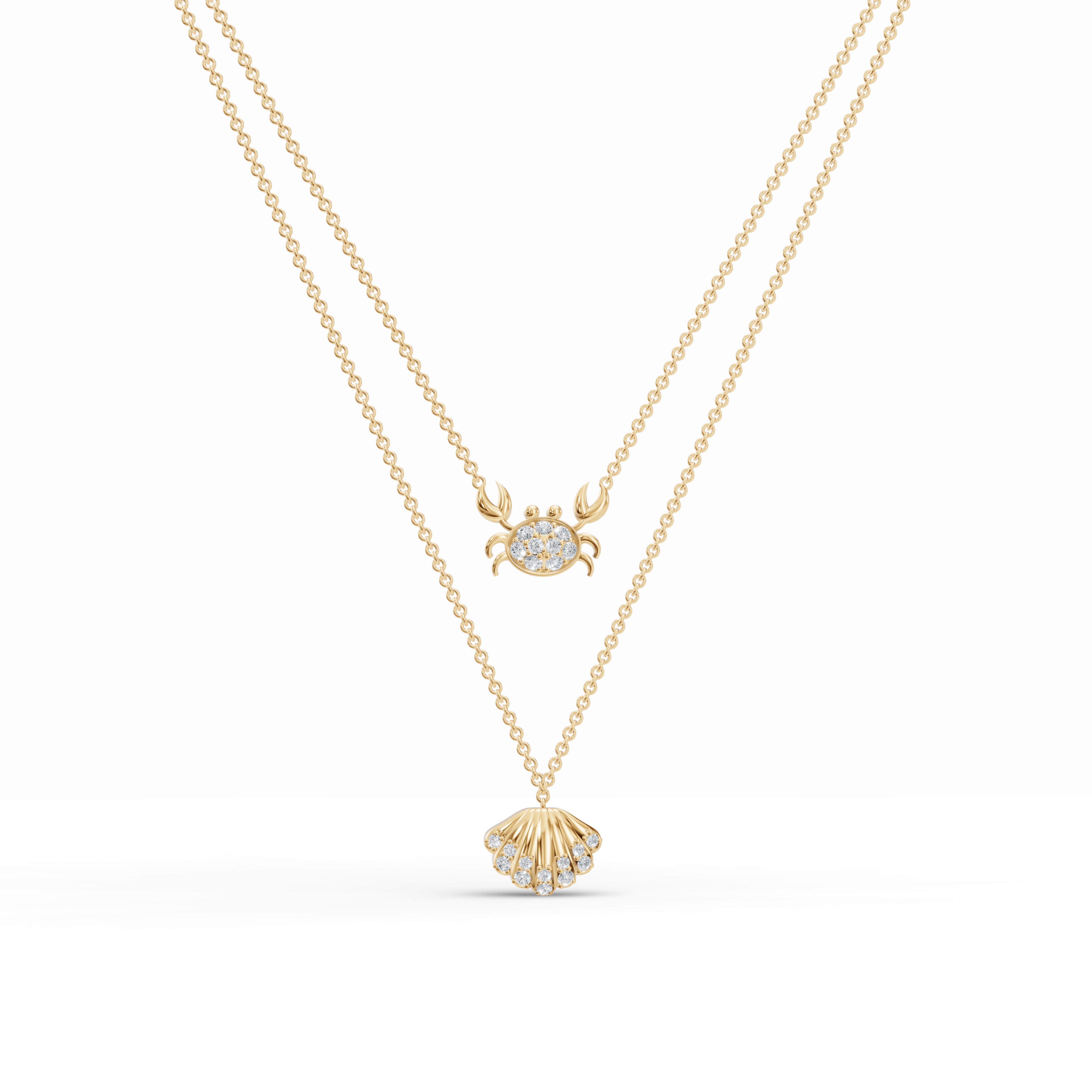 Seashell Layered Diamond Chain