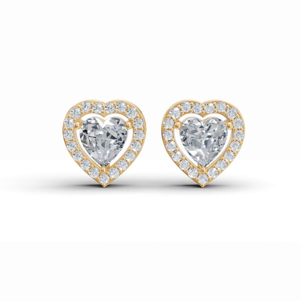 Cupid Double Heart Solitaire Diamond Earrings