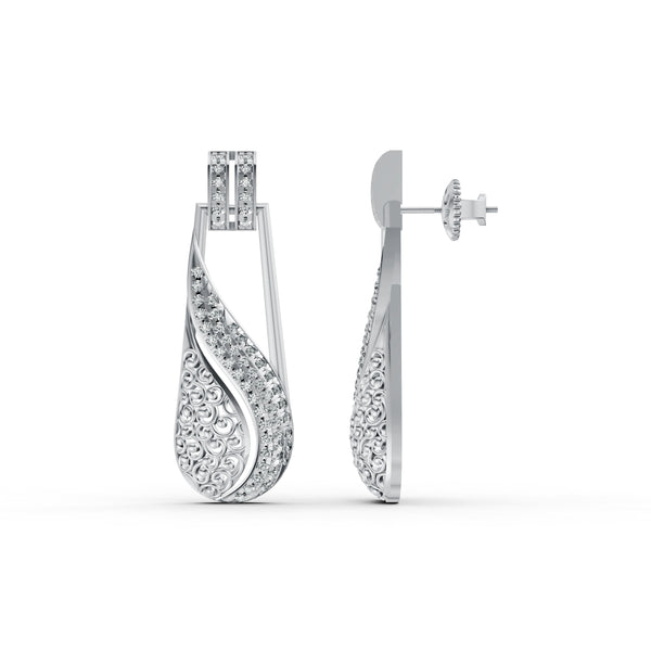 Elegant Wave Diamond Drop Earrings