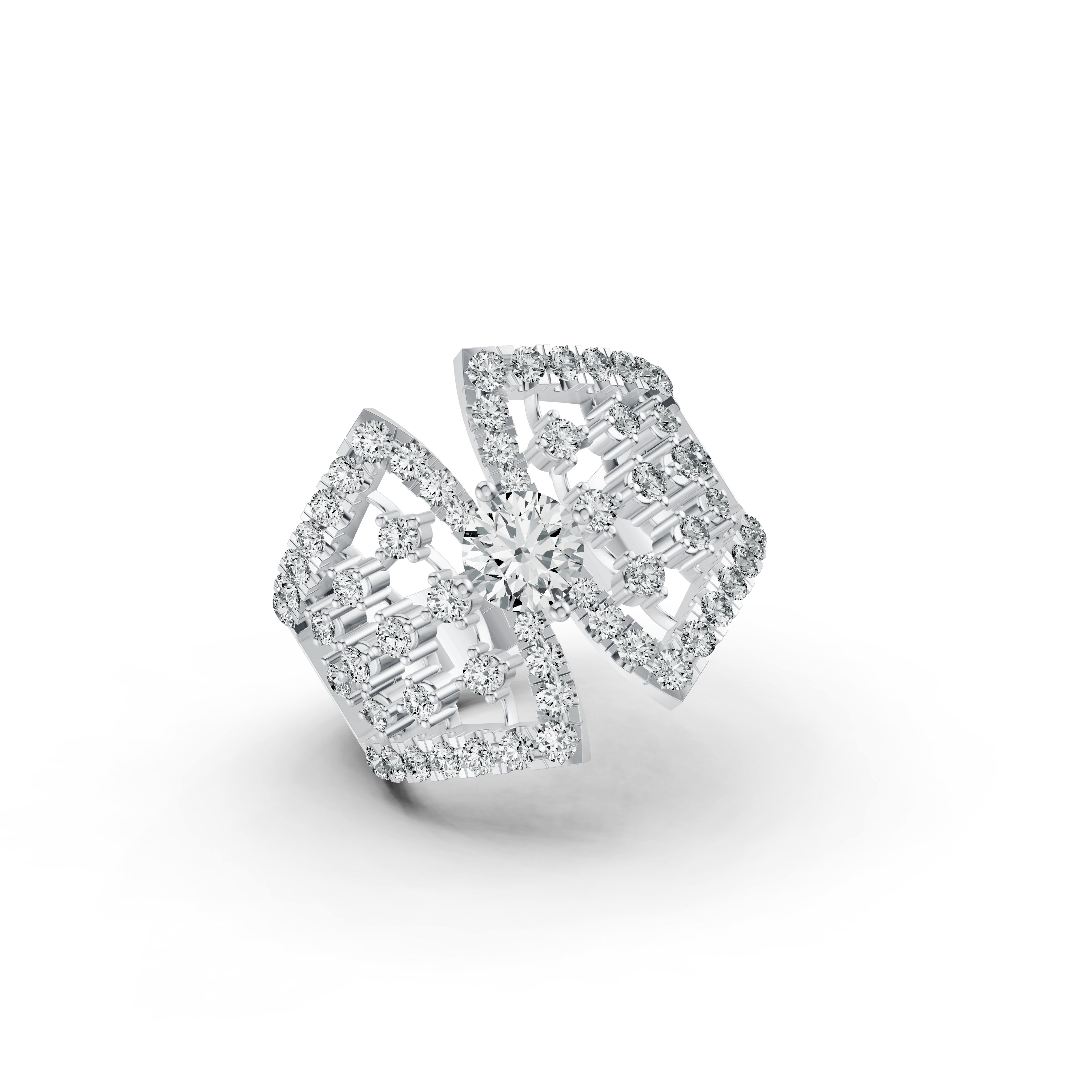 Regal Lattice Diamond Statement Ring