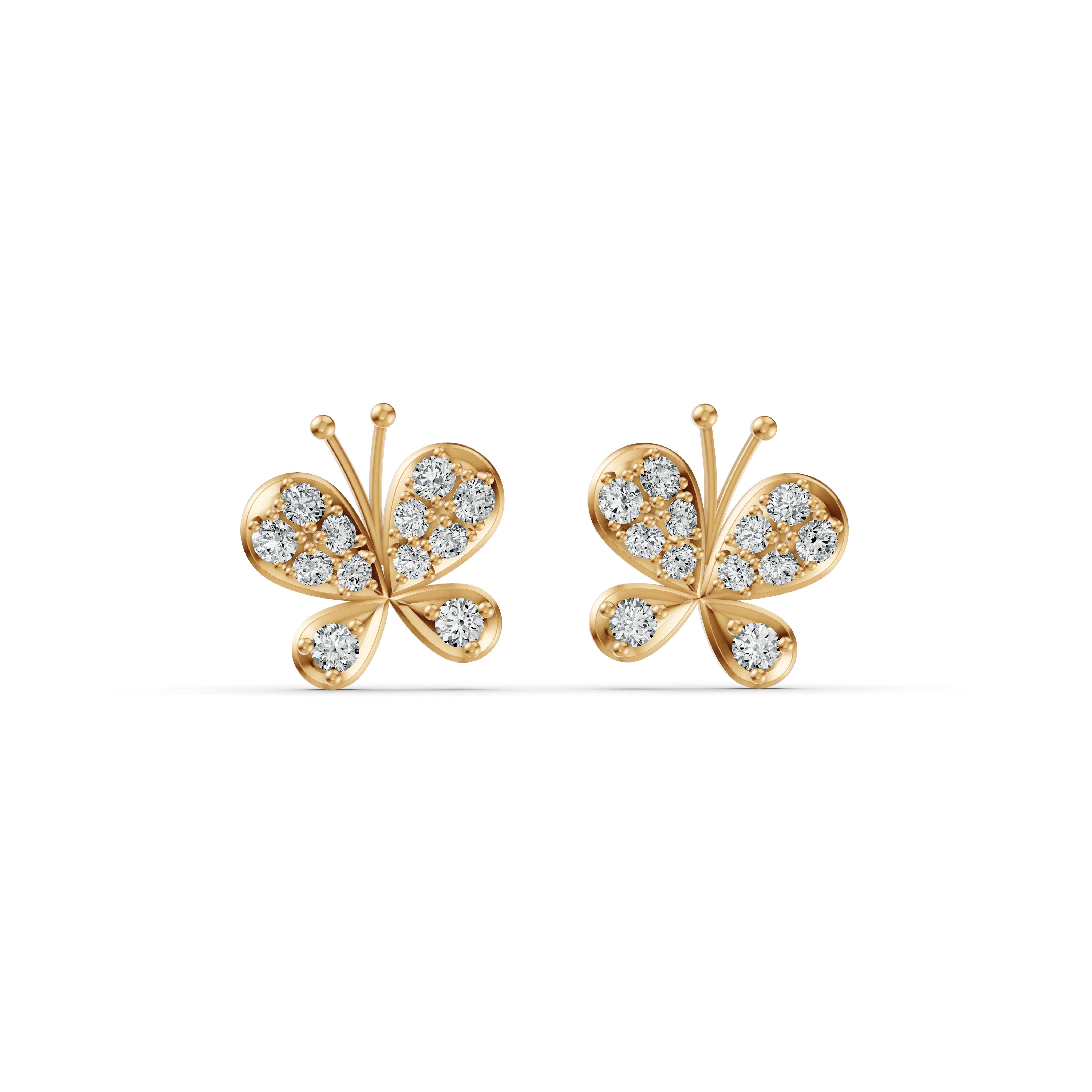 Flutter Butterfly Diamond Stud Earrings