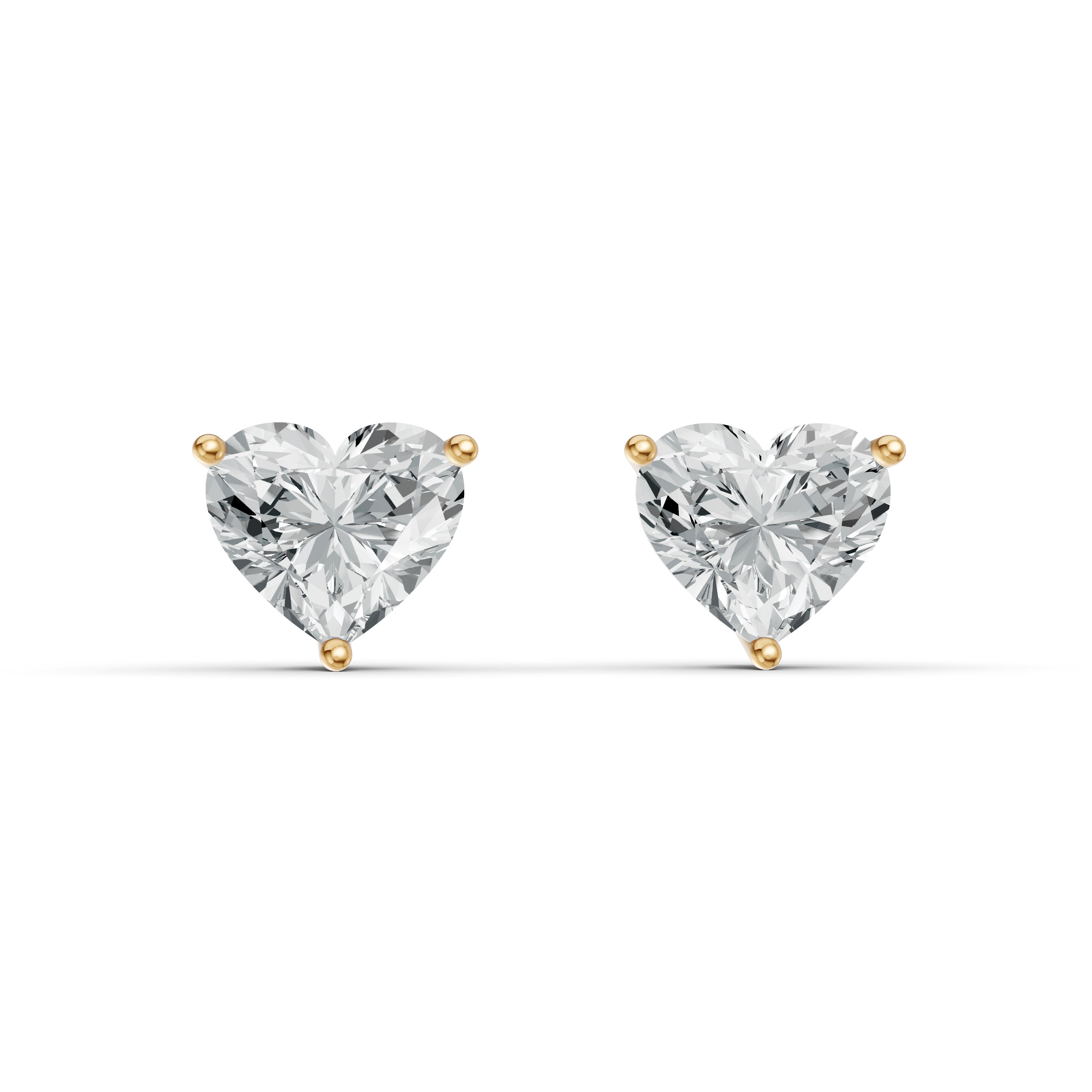 Heart Solitaire Diamond Stud Earrings