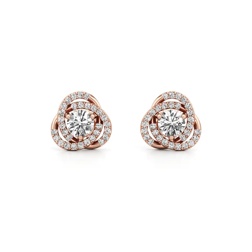 Detachable Solitaire Entwined Circled Diamond Earrings