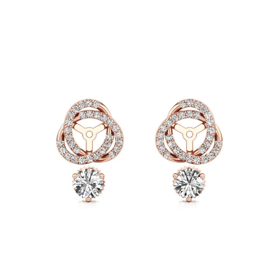 Detachable Solitaire Entwined Circled Diamond Earrings