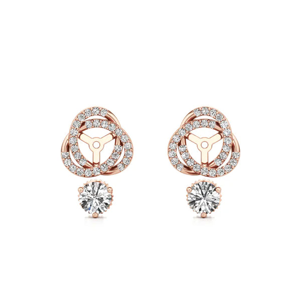 Detachable Solitaire Entwined Circled Diamond Earrings