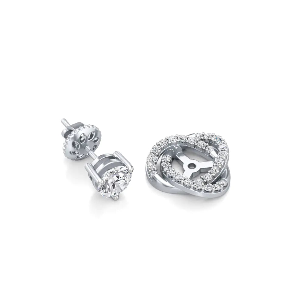 Detachable Solitaire Entwined Circled Diamond Earrings