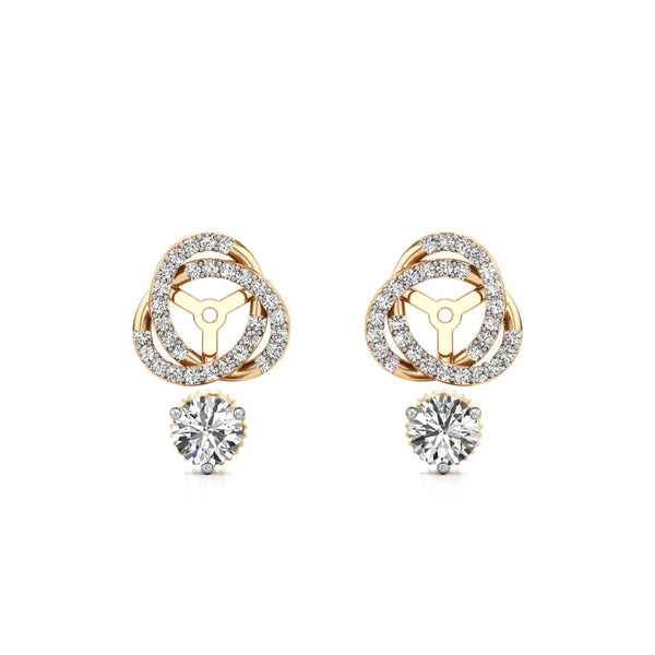 Detachable Solitaire Entwined Circled Diamond Earrings