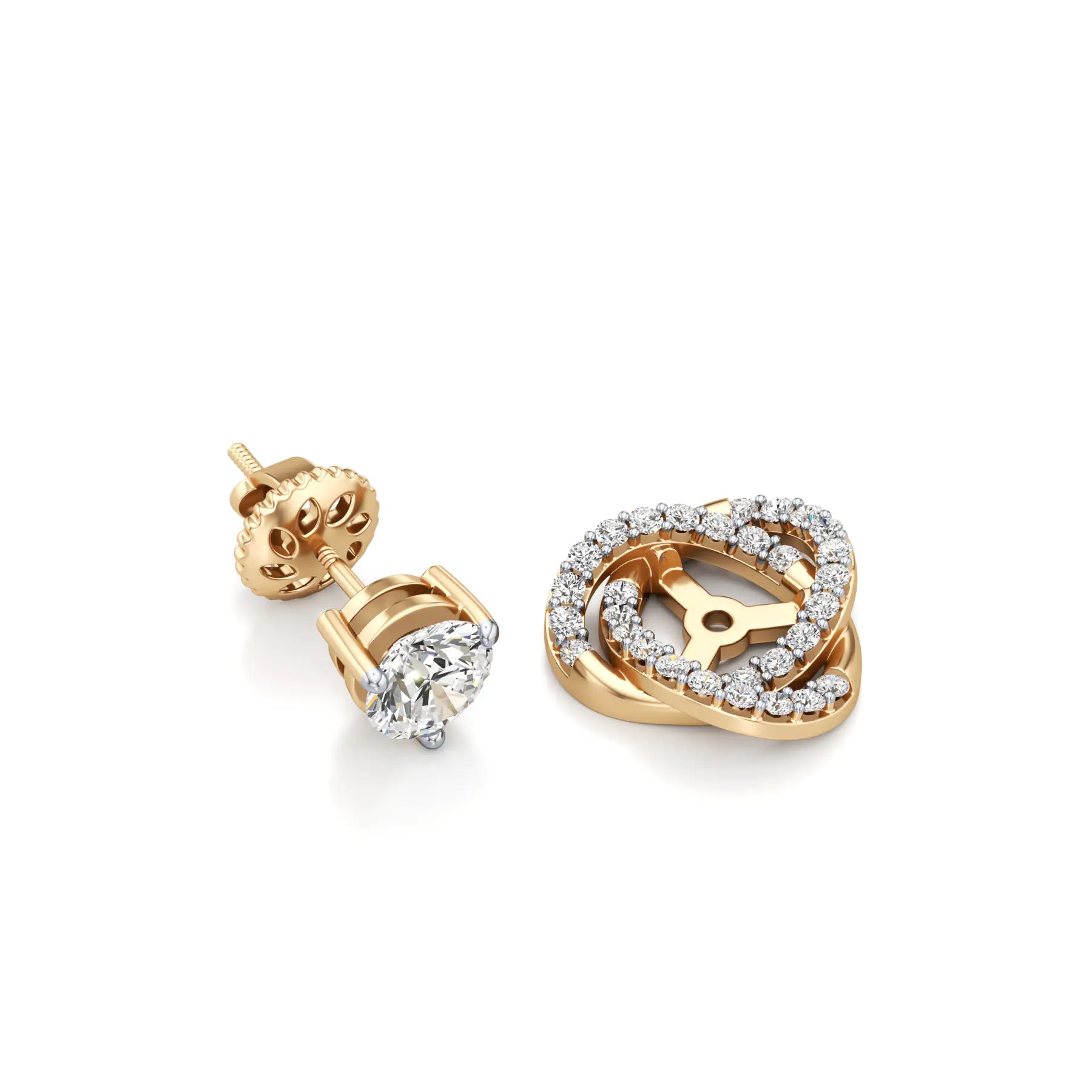 Detachable Solitaire Entwined Circled Diamond Earrings
