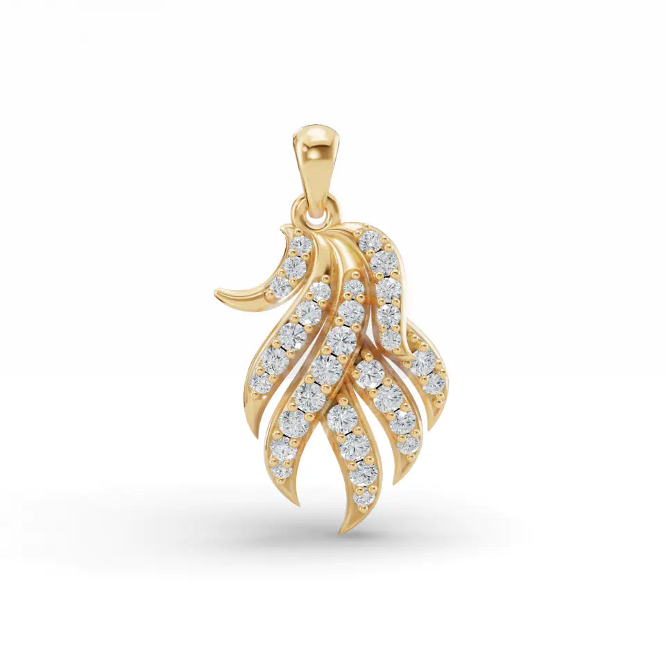 Elegant Diamond Feather Pendant