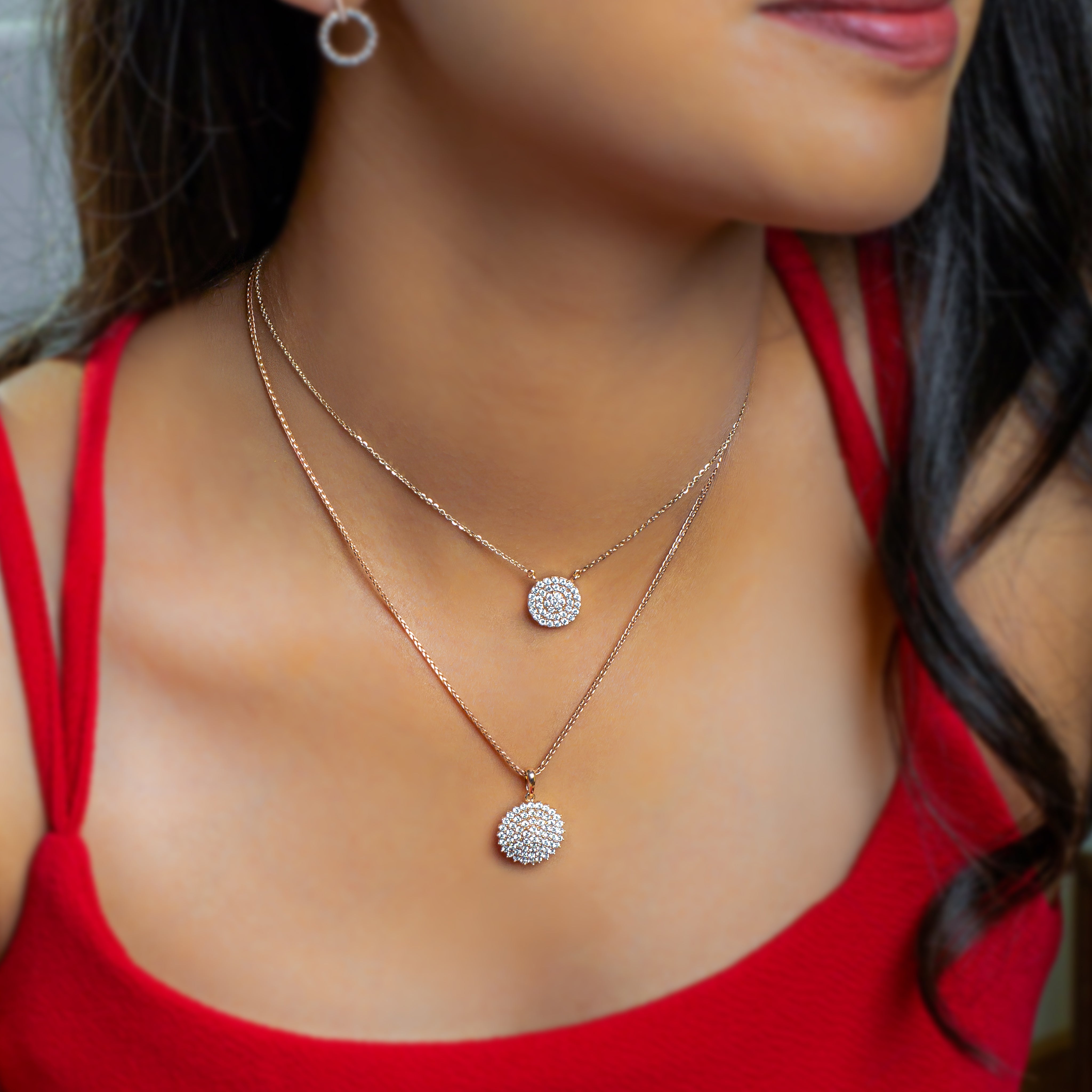 Encircle Cluster Diamond Pendant with Chain
