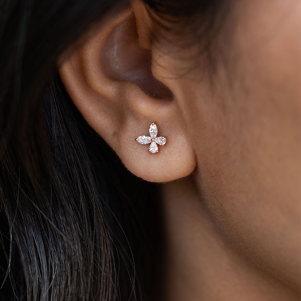 Marquise Petal Diamond Stud Earrings