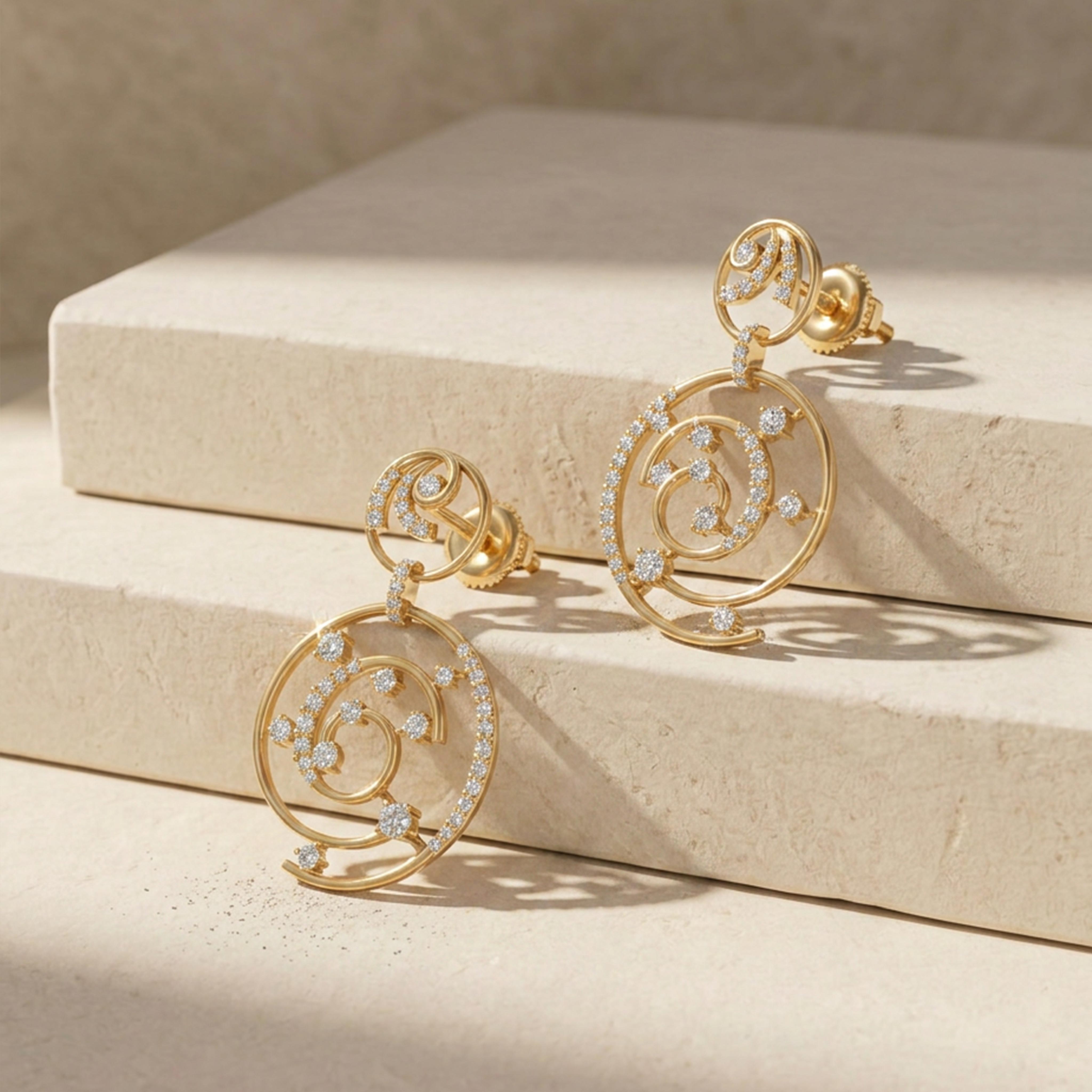Spiral Reverie Diamond Drop Earrings
