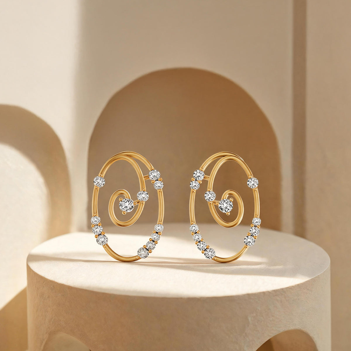Spiral Reverie Diamond Stud Earrings