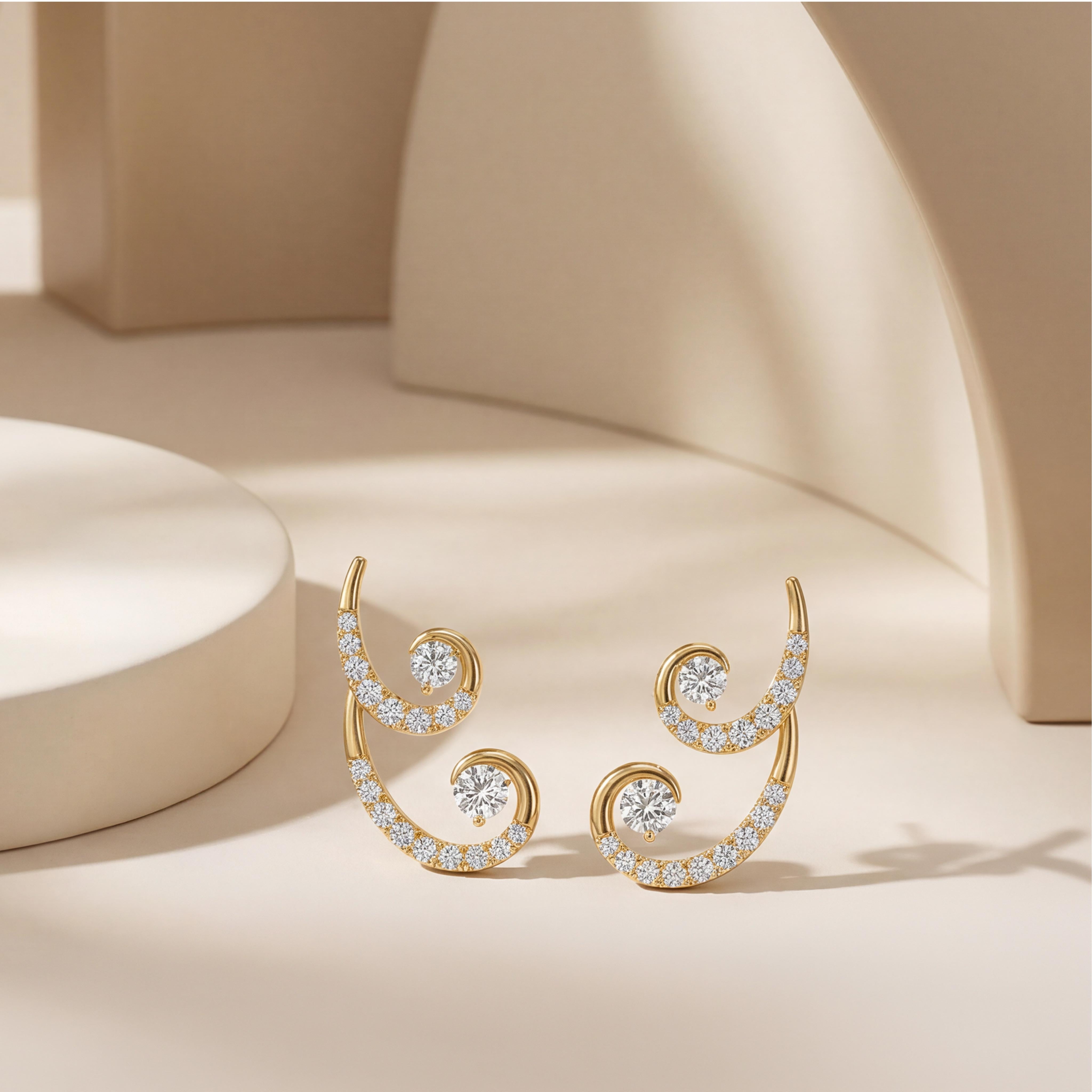 Spiral Loop Diamond Ear Cuffs