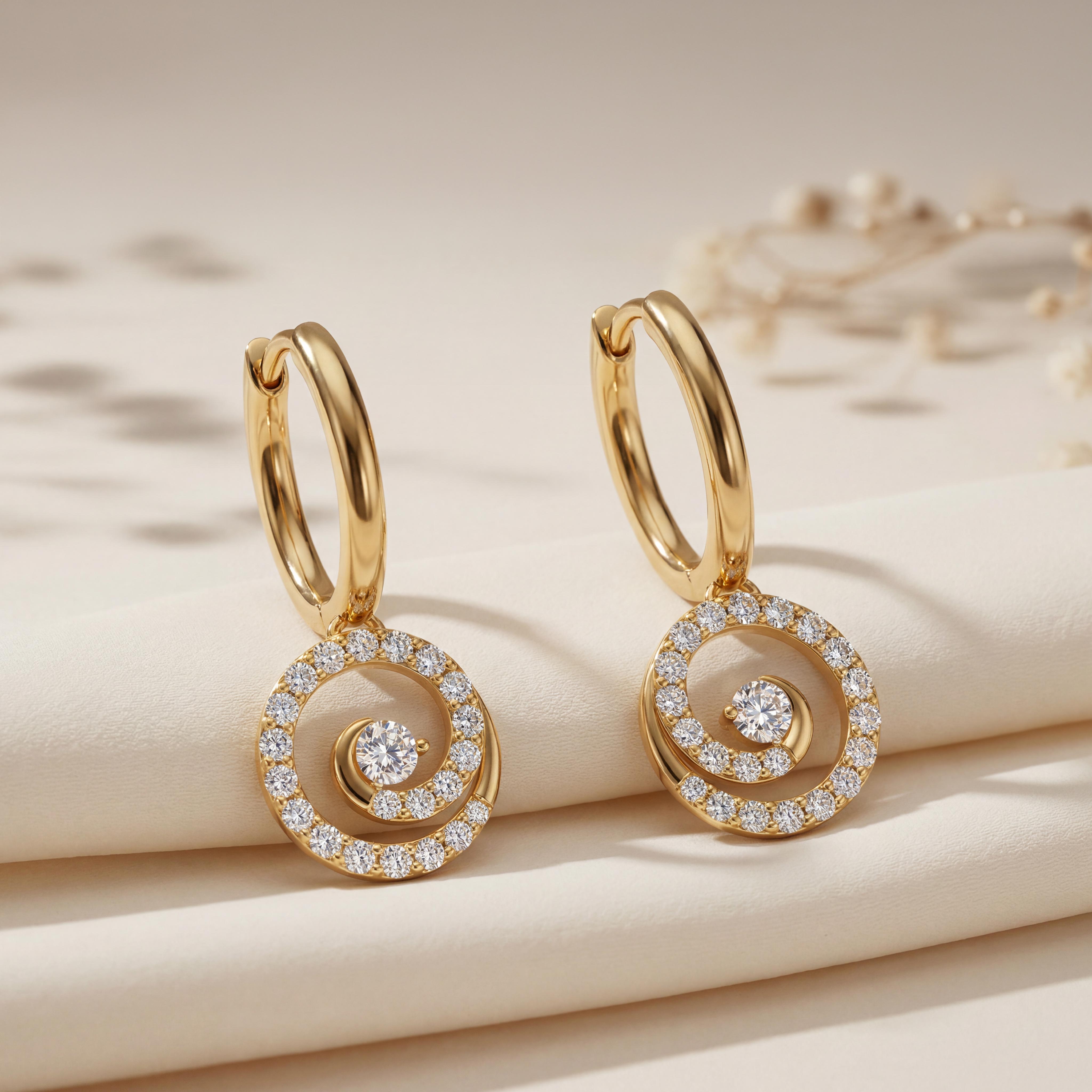 Encircled Orbit Diamond Stud Earrings