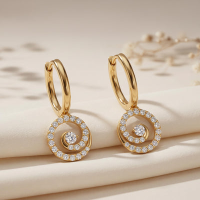 Encircled Orbit Diamond Stud Earrings