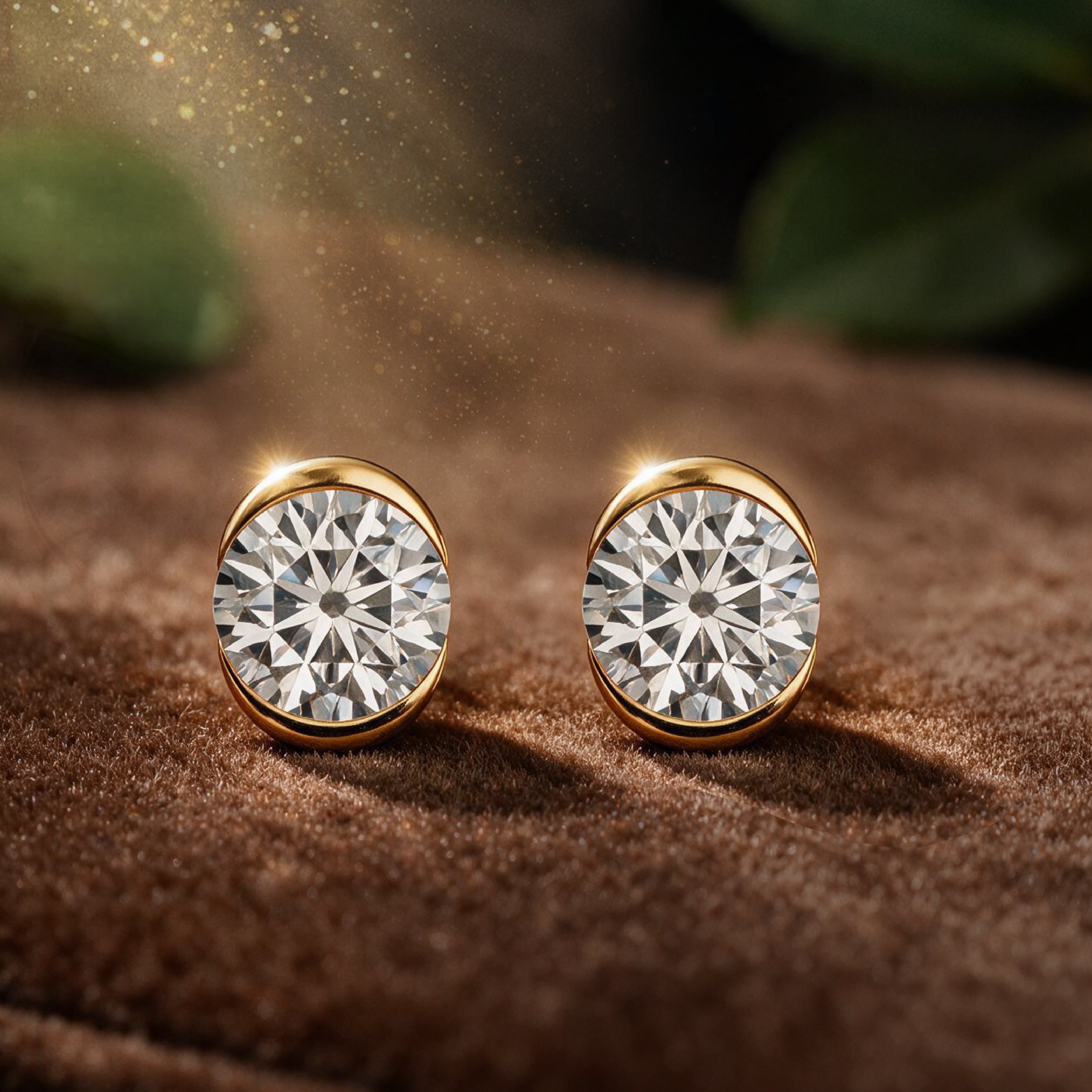 Floating Half Bezel Solitaire Stud Earrings