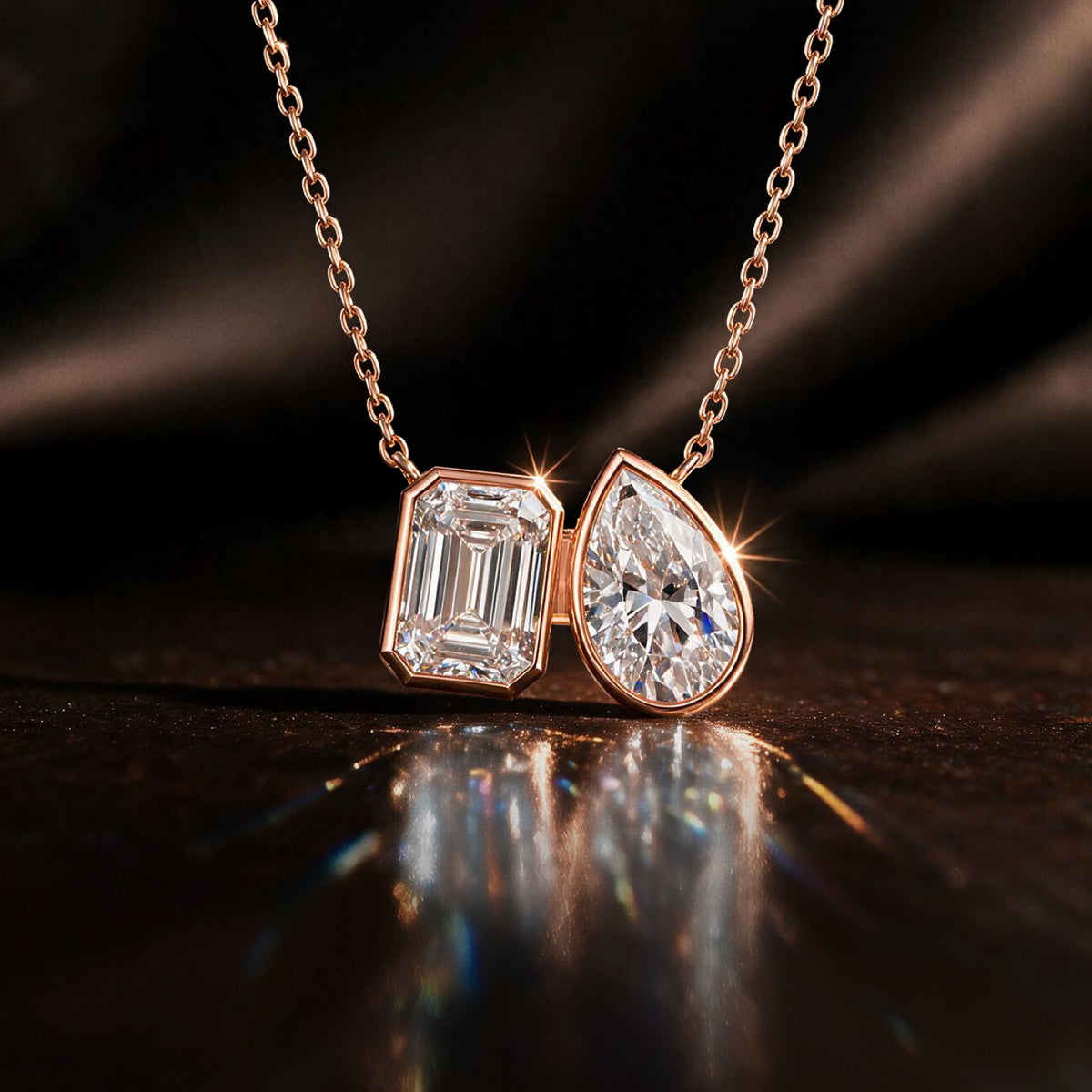 Toi et Moi Solitaire Diamond Chain