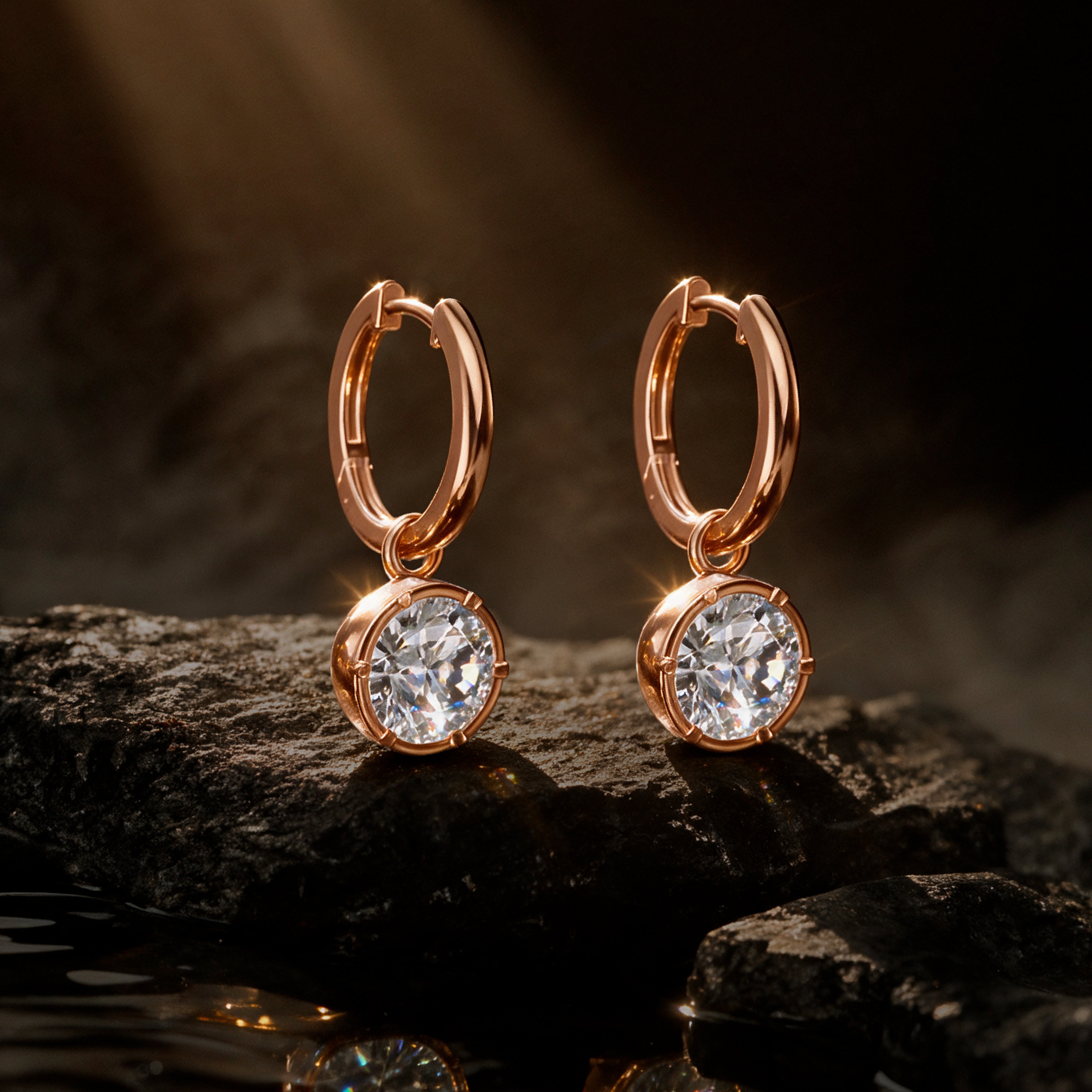 Timeless Solitaire Diamond Hoop Earrings