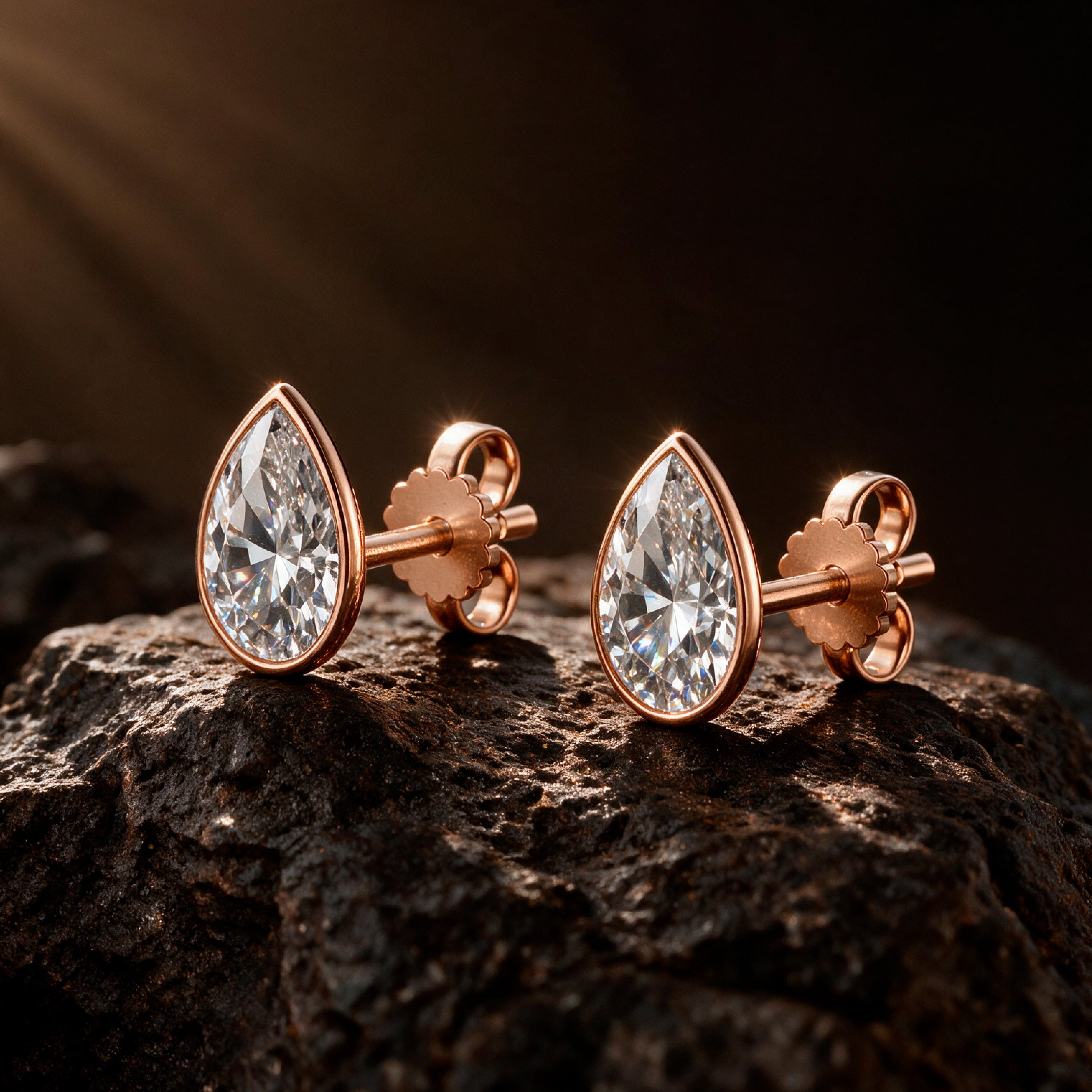 Lustre Pear Solitaire Stud Earrings