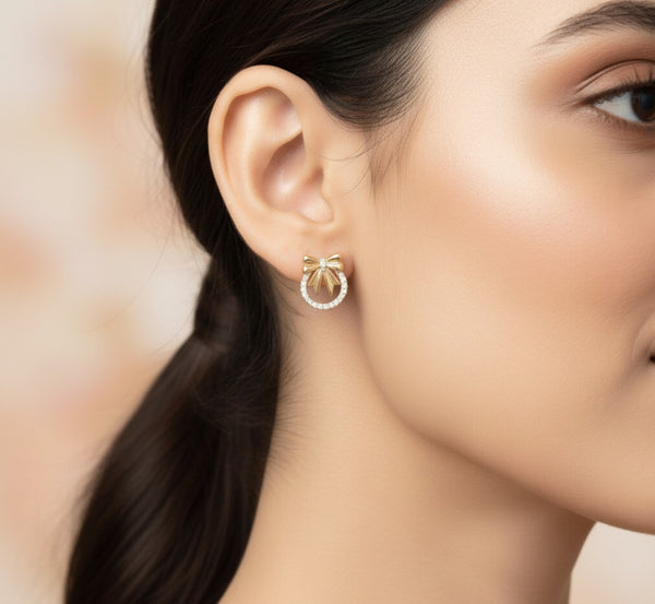 Classic Bow Diamond Pendant & Earring Set