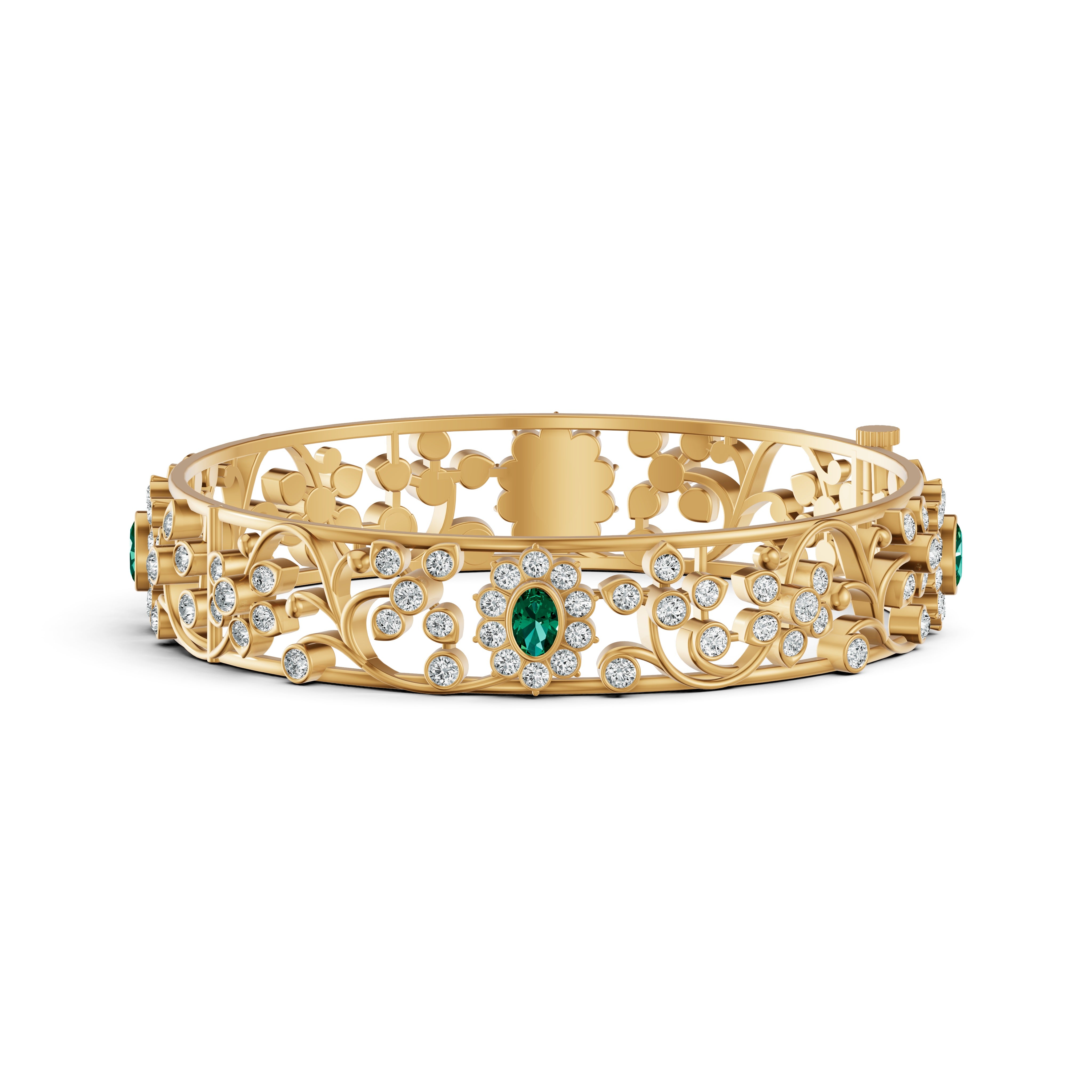 Emerald Bloom Diamond Bangle
