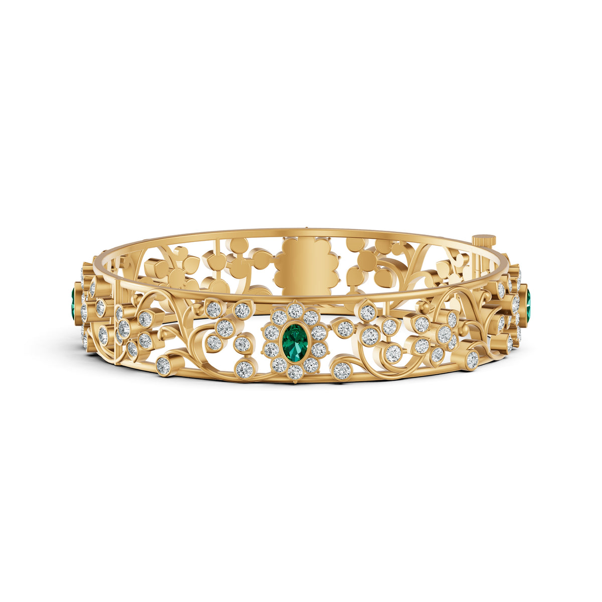 Emerald Bloom Diamond Bangle