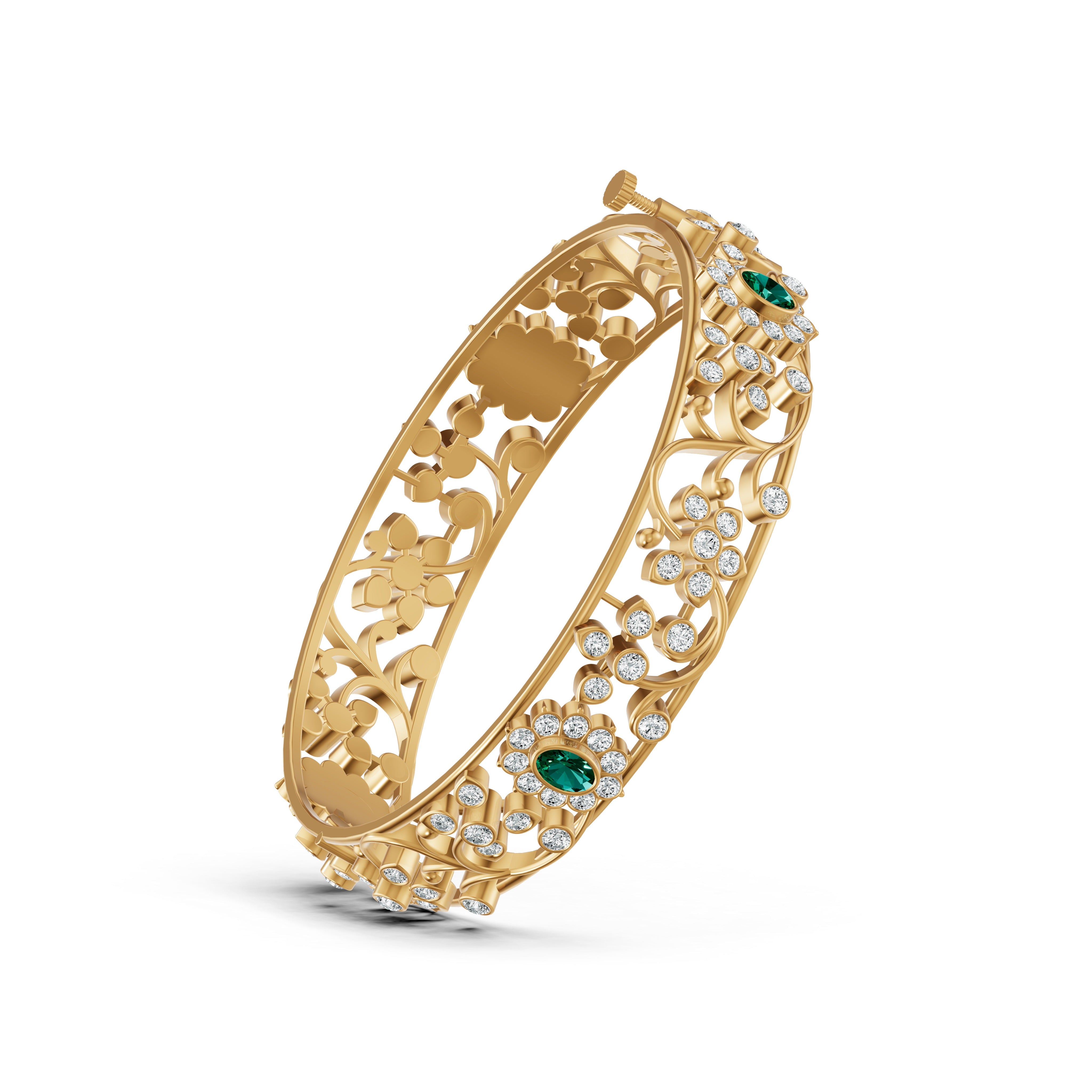 Emerald Bloom Diamond Bangle