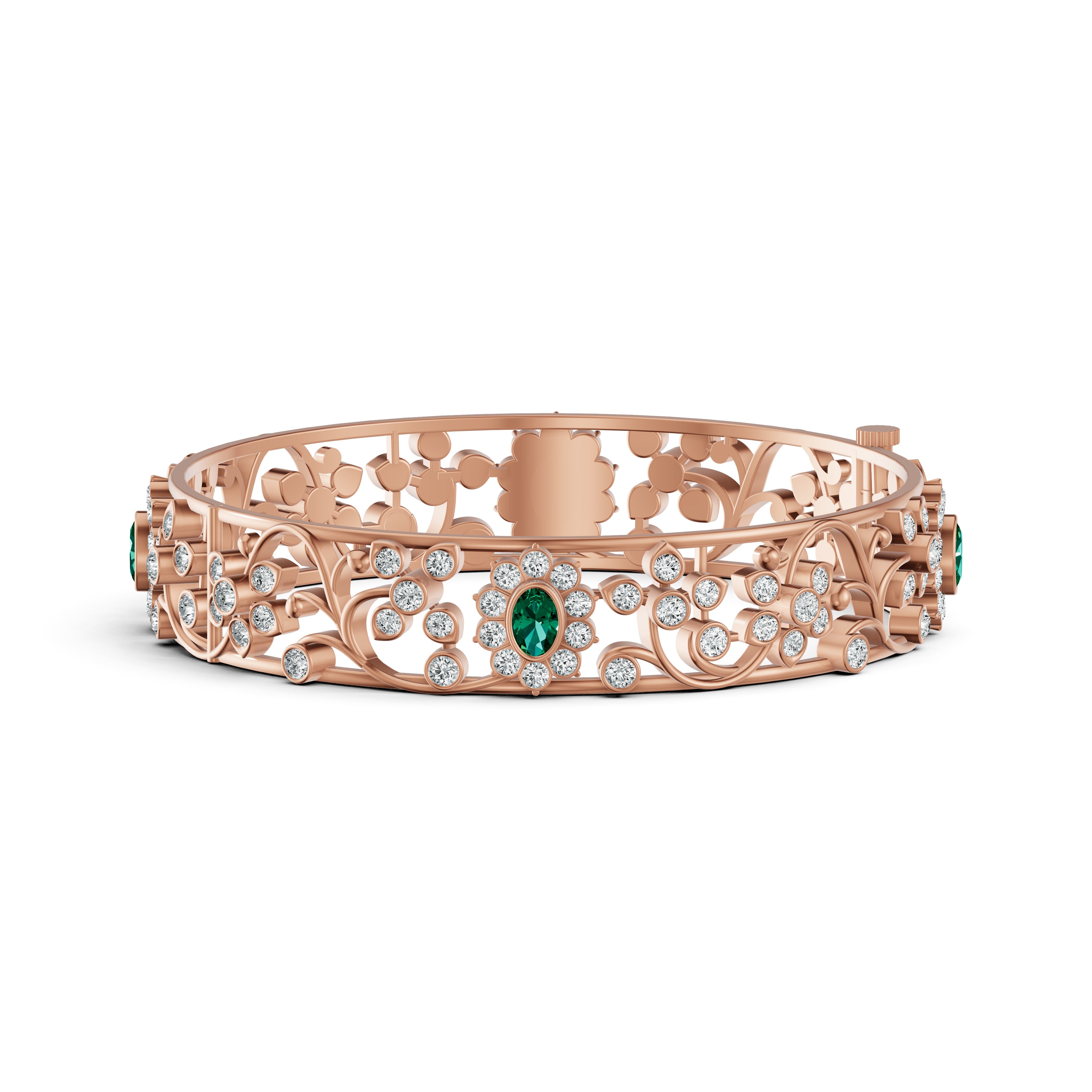 Emerald Bloom Diamond Bangle