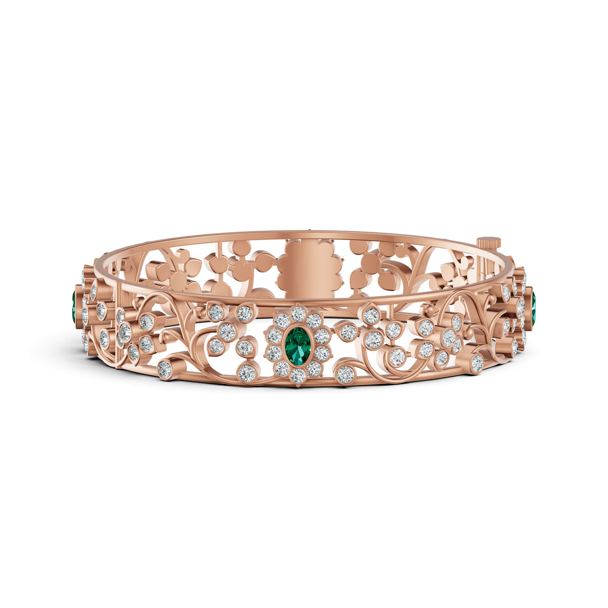 Emerald Bloom Diamond Bangle