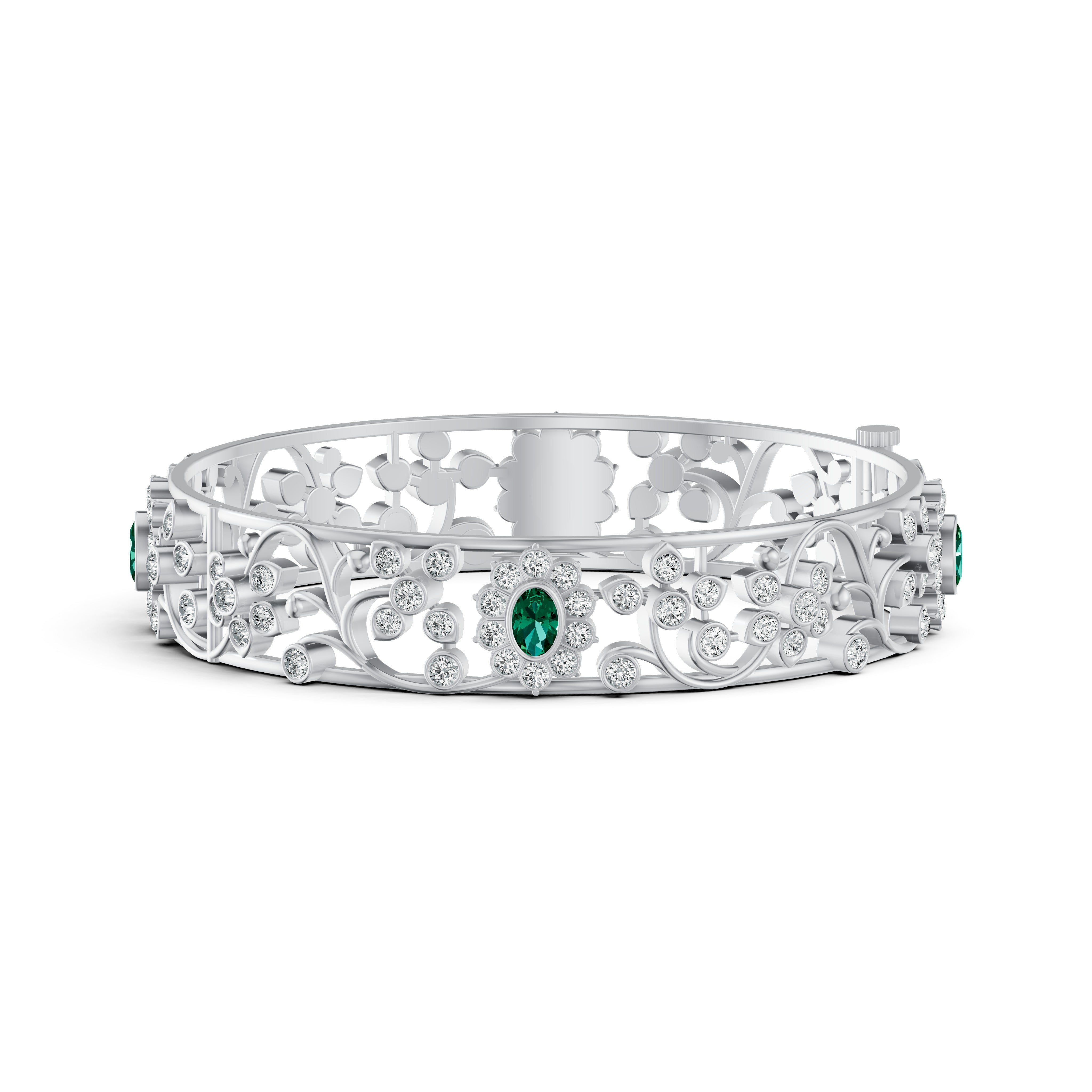 Emerald Bloom Diamond Bangle
