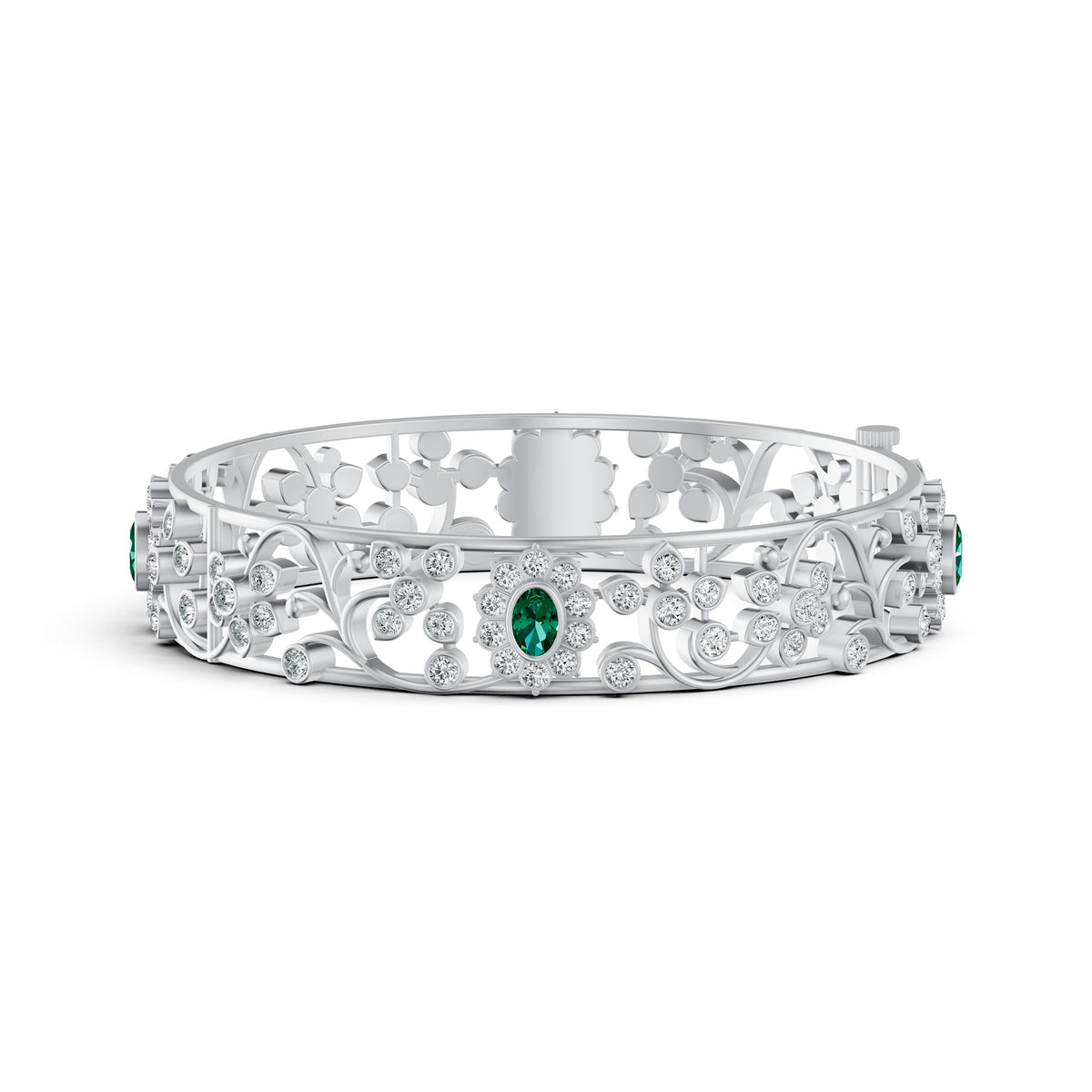 Emerald Bloom Diamond Bangle