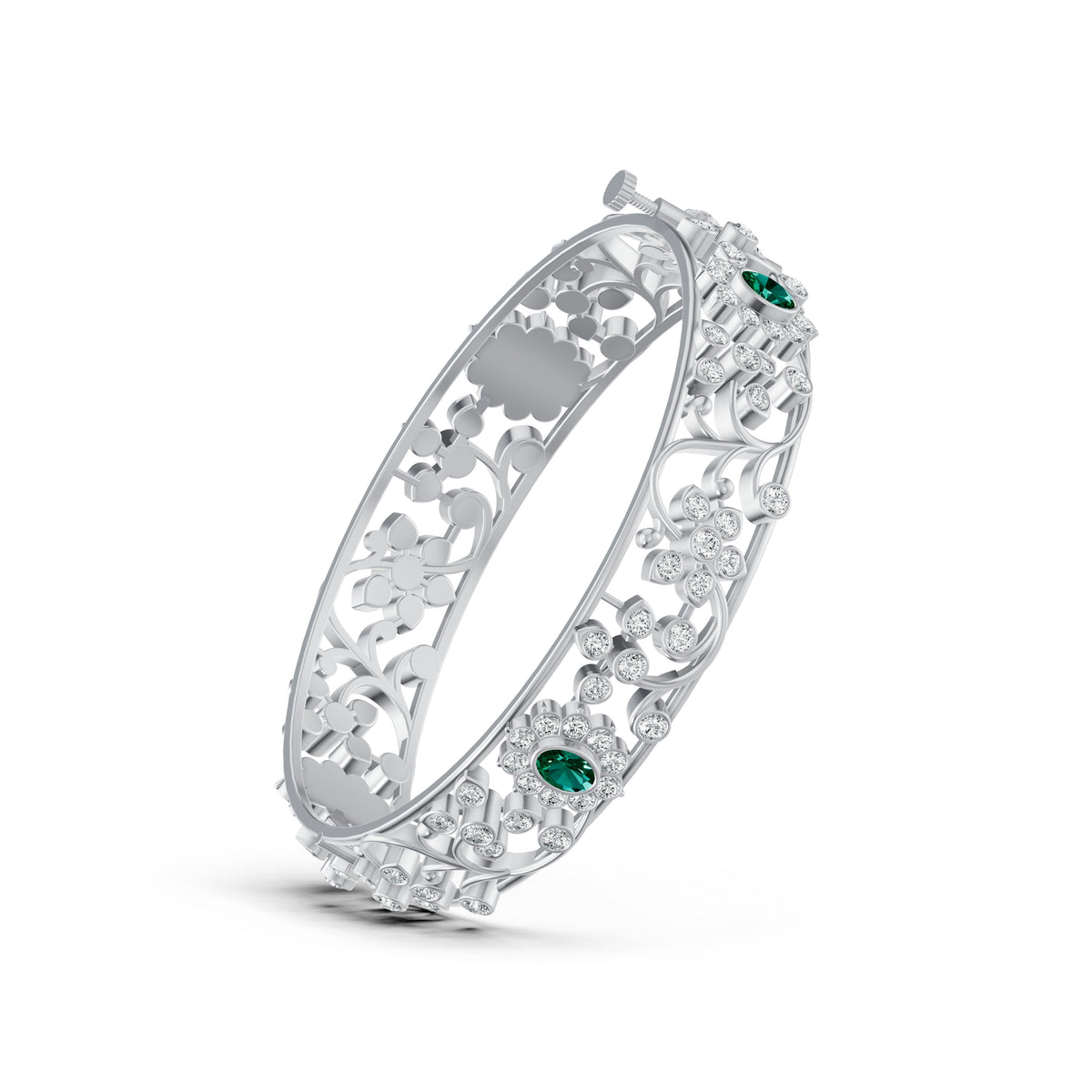 Emerald Bloom Diamond Bangle