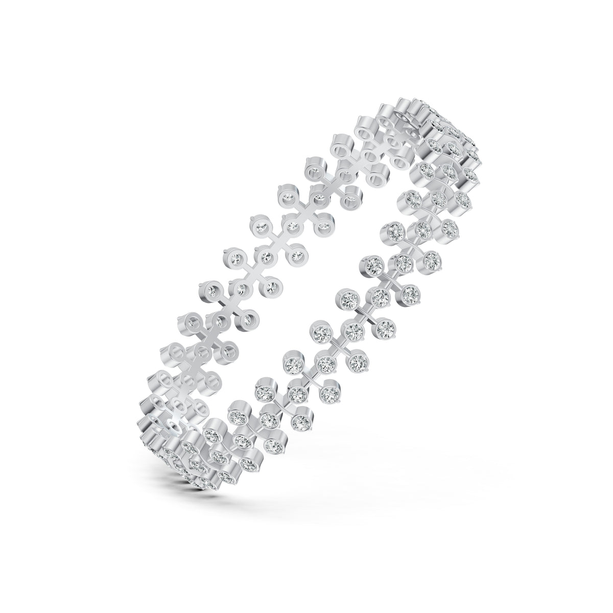 Floral Link Diamond Bangle