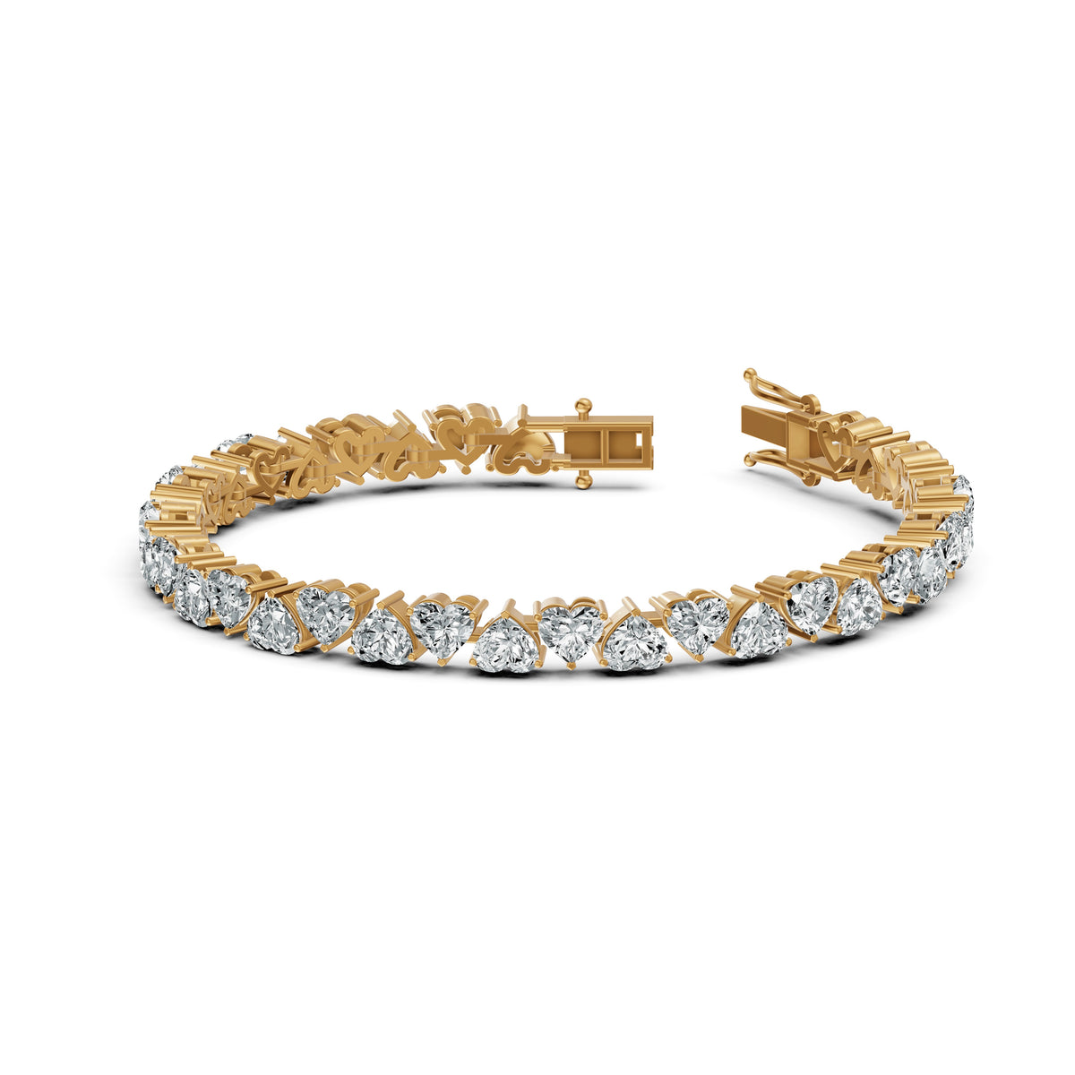 Heart Solitaire Diamond Tennis Bracelet