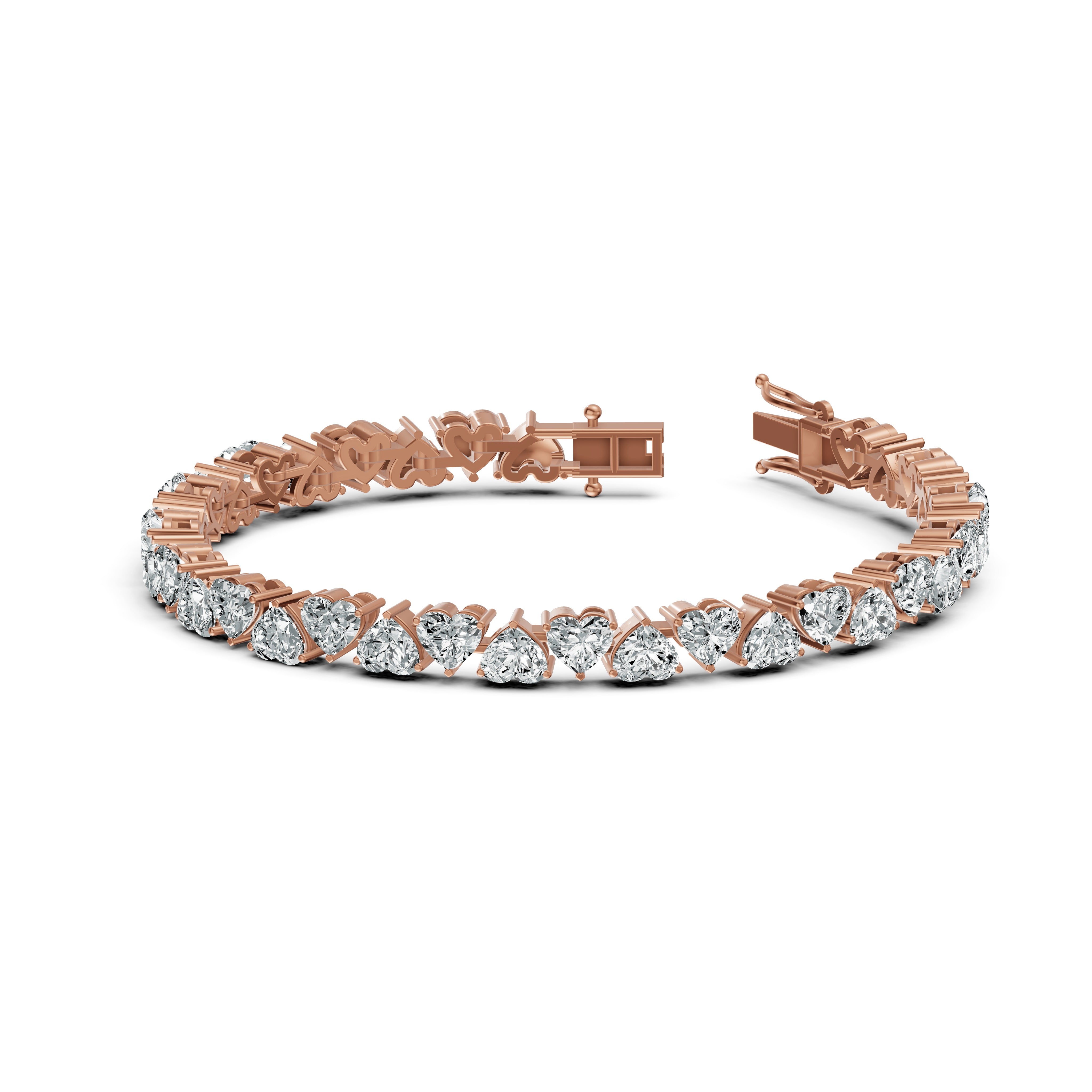 Heart Solitaire Diamond Tennis Bracelet