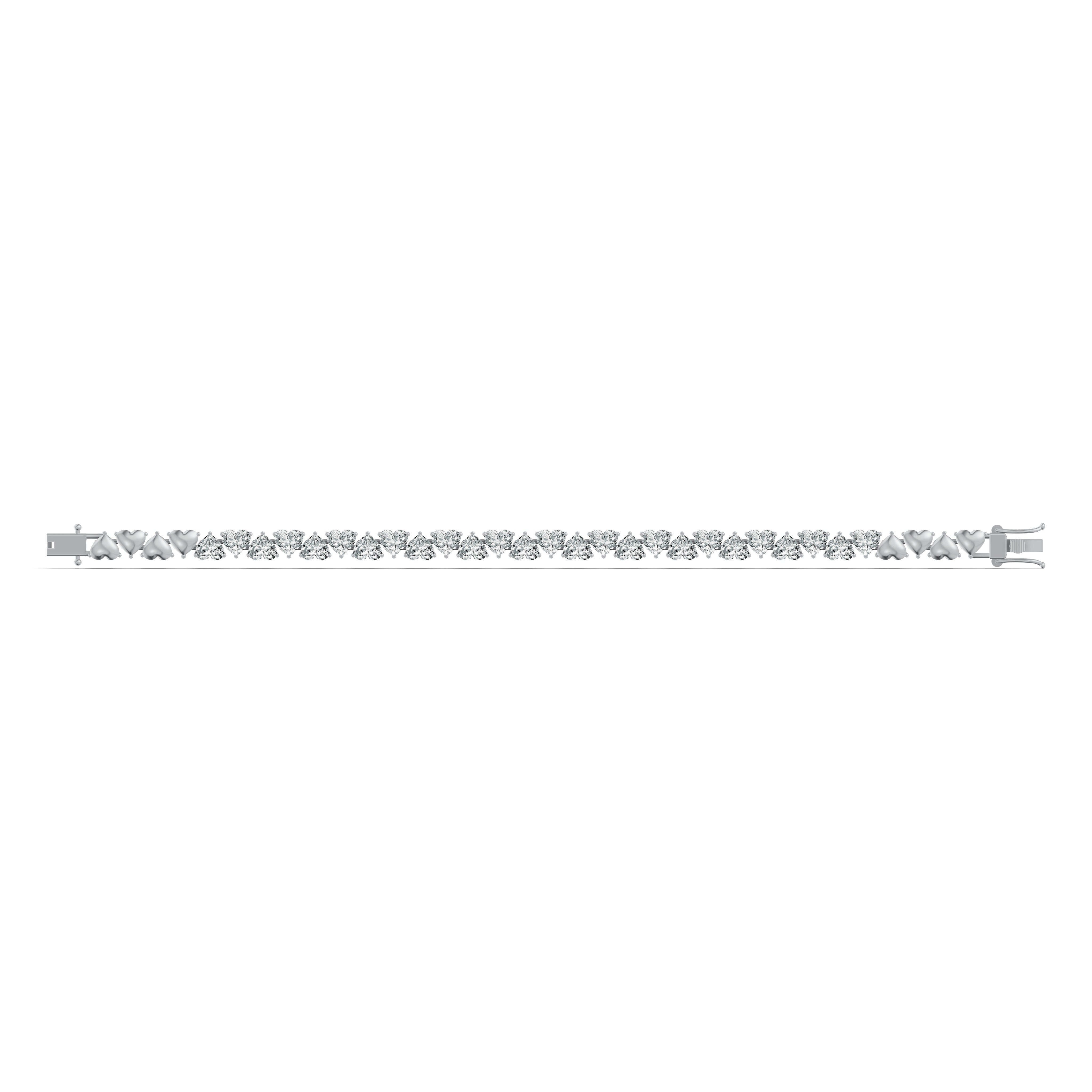 Heart Solitaire Diamond Tennis Bracelet