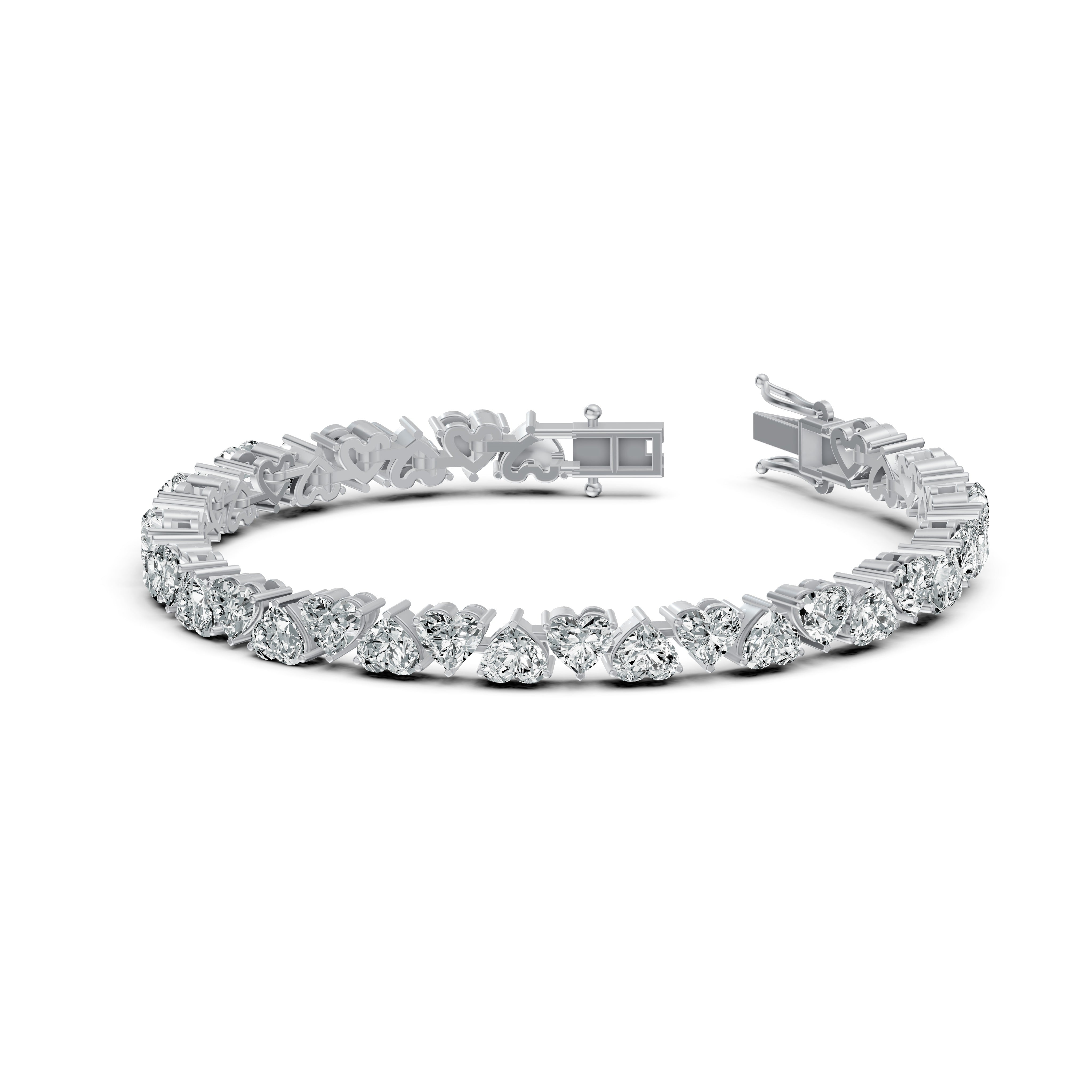 Heart Solitaire Diamond Tennis Bracelet