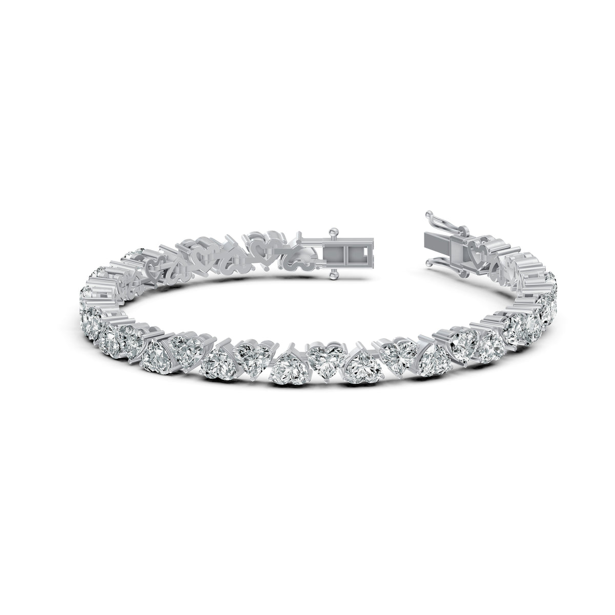 Heart Solitaire Diamond Tennis Bracelet