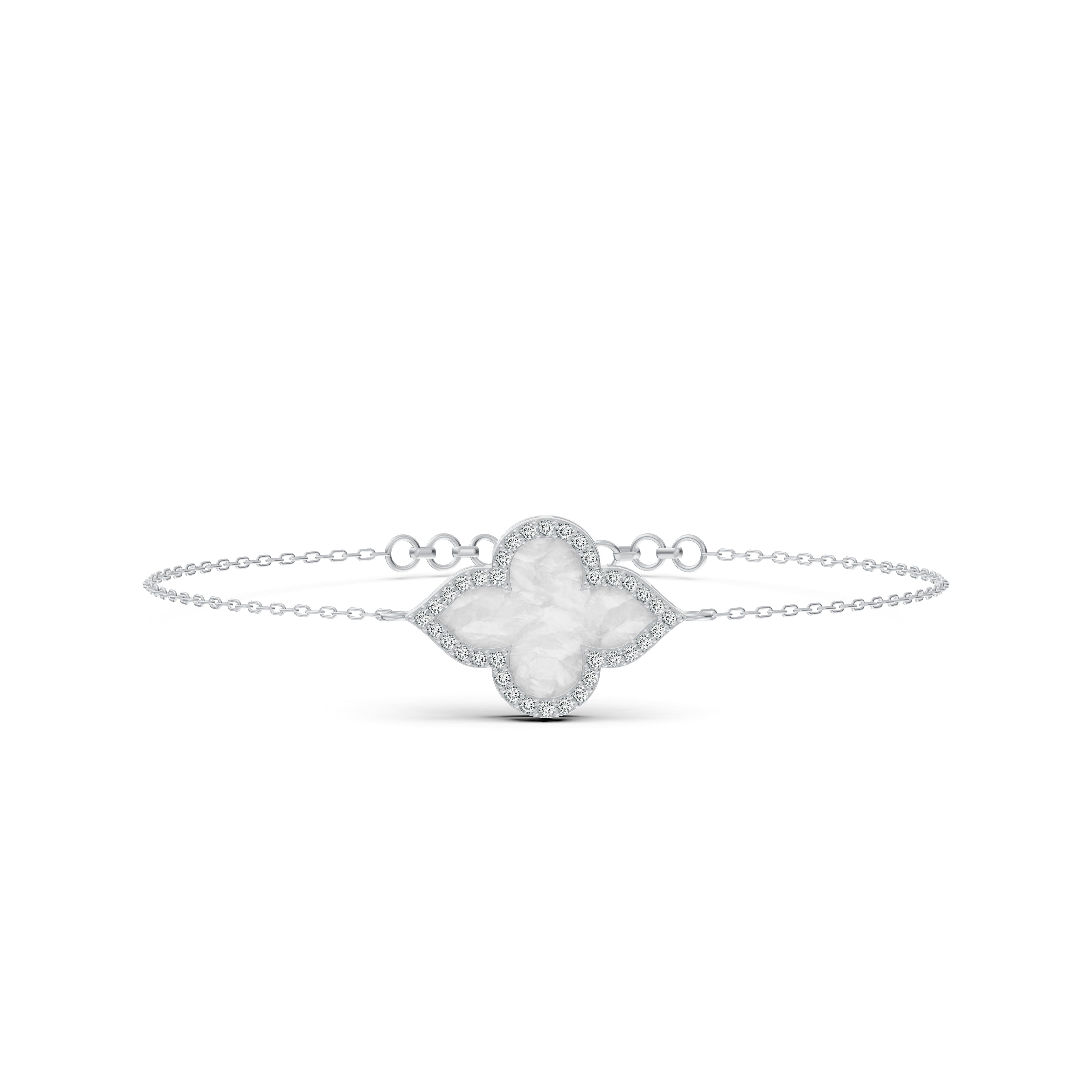 Radiant Mother of Pearl Clover Diamond Bracelet