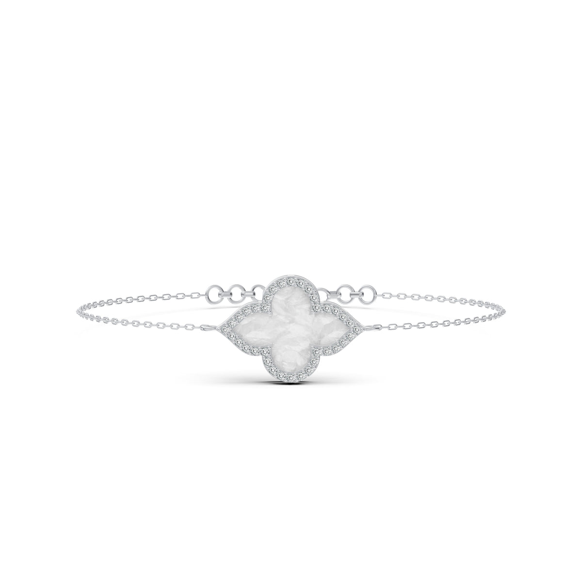Radiant Mother of Pearl Clover Diamond Bracelet
