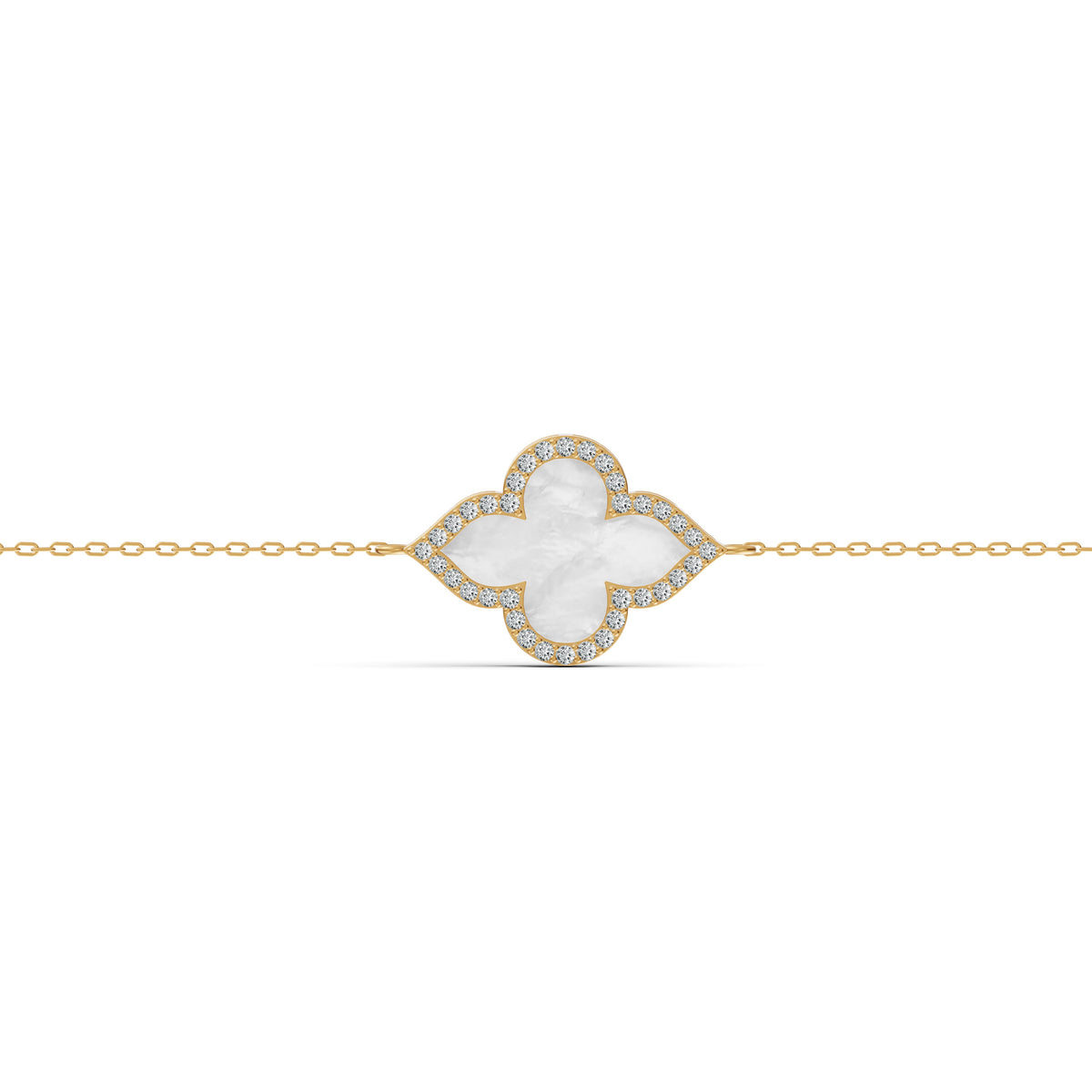 Radiant Mother of Pearl Clover Diamond Bracelet