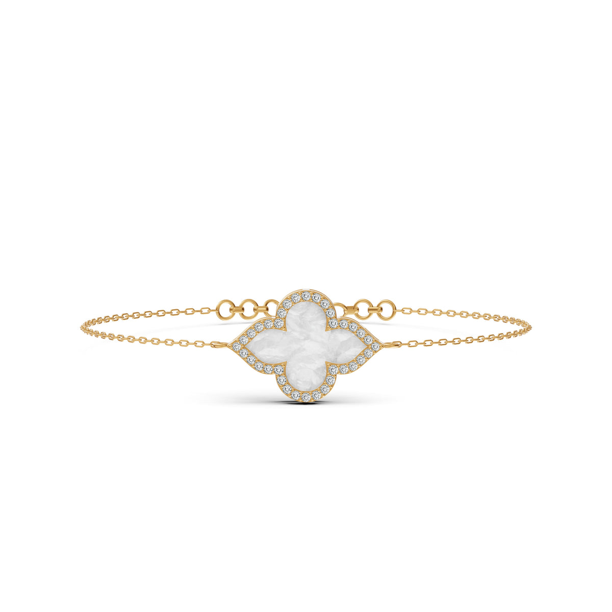Radiant Mother of Pearl Clover Diamond Bracelet