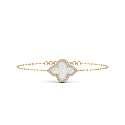 Radiant Mother of Pearl Clover Diamond Bracelet